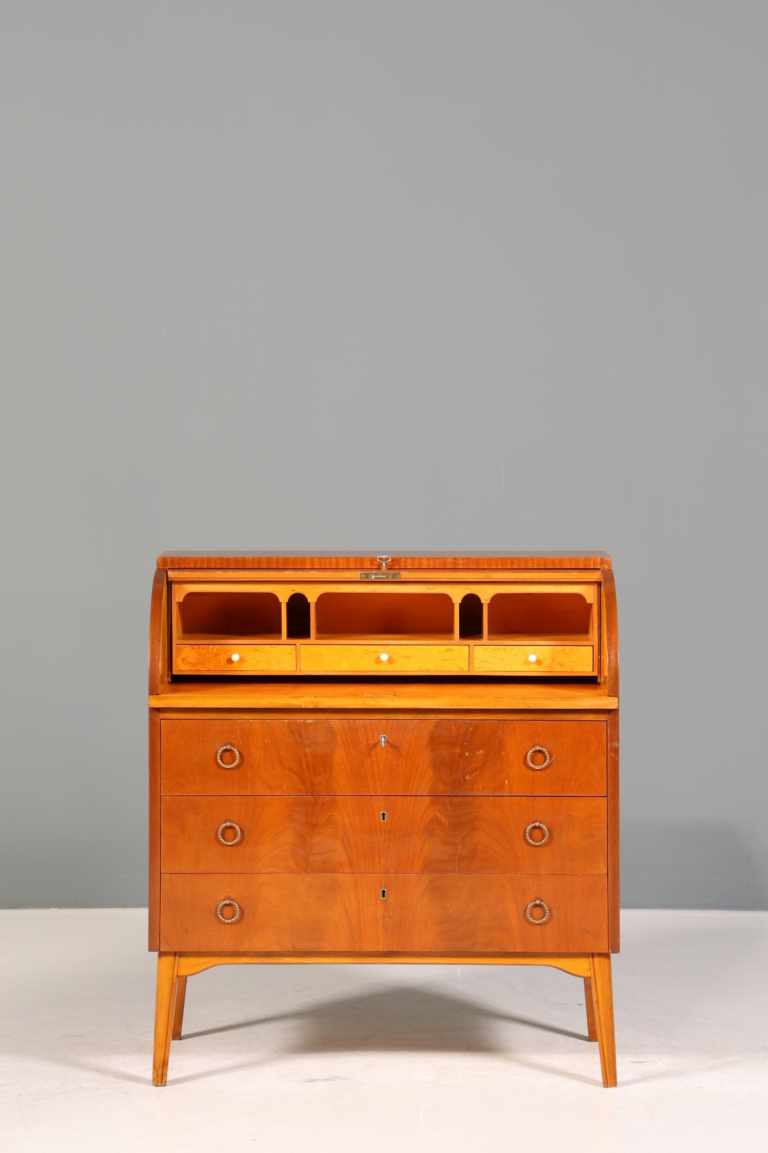 Wunderschöner Mid Century Rollladen Sekretär echt Holz Büro Schrank Vintage Schreibkommode