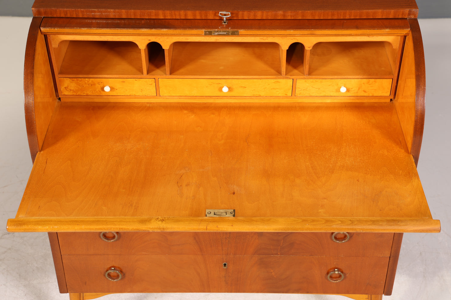 Wunderschöner Mid Century Rollladen Sekretär echt Holz Büro Schrank Vintage Schreibkommode