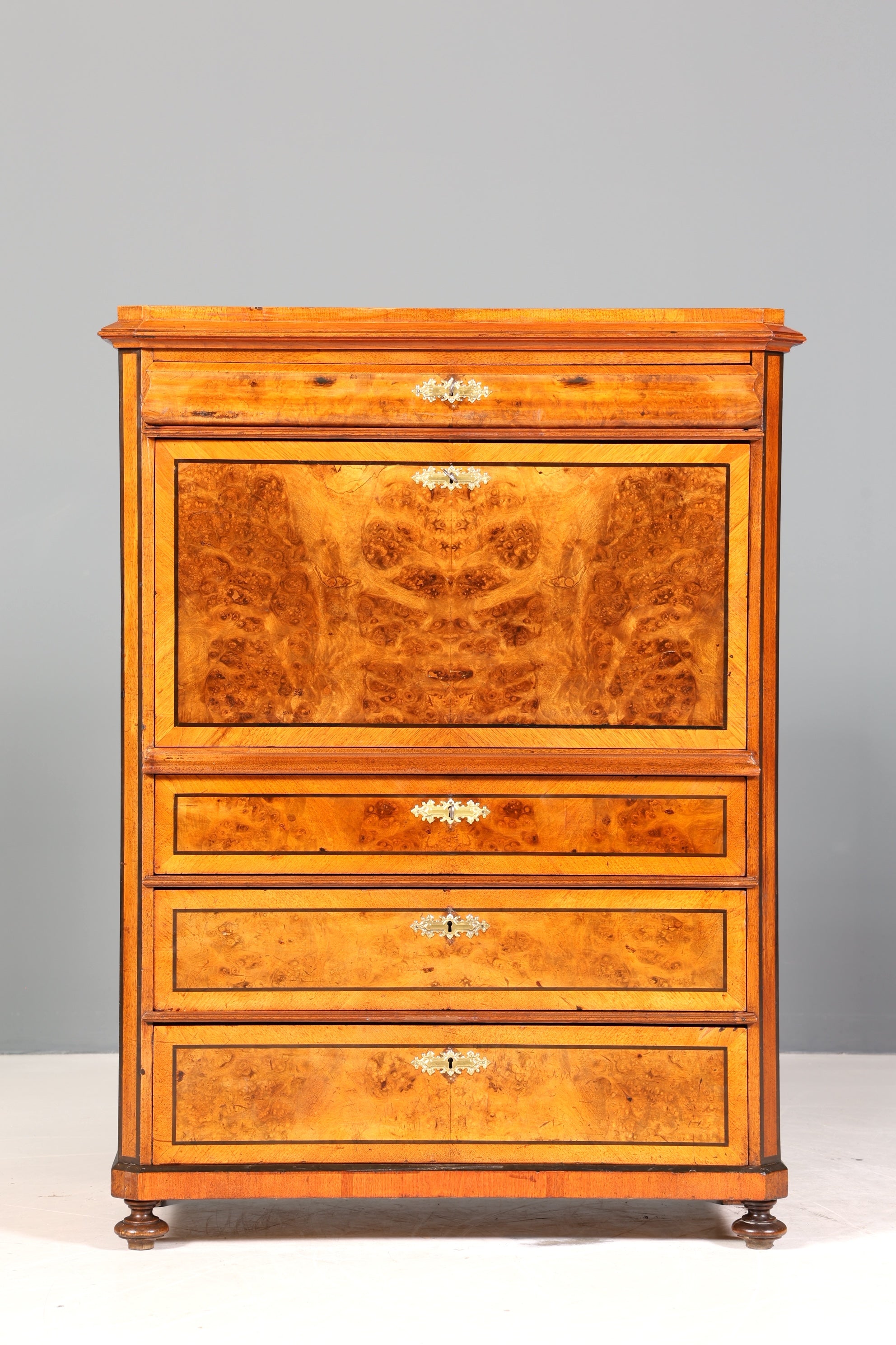 Stilvoller Gründerzeit Sekretär Vertiko Highboard Jugendstil Kommode Schrank um 1900