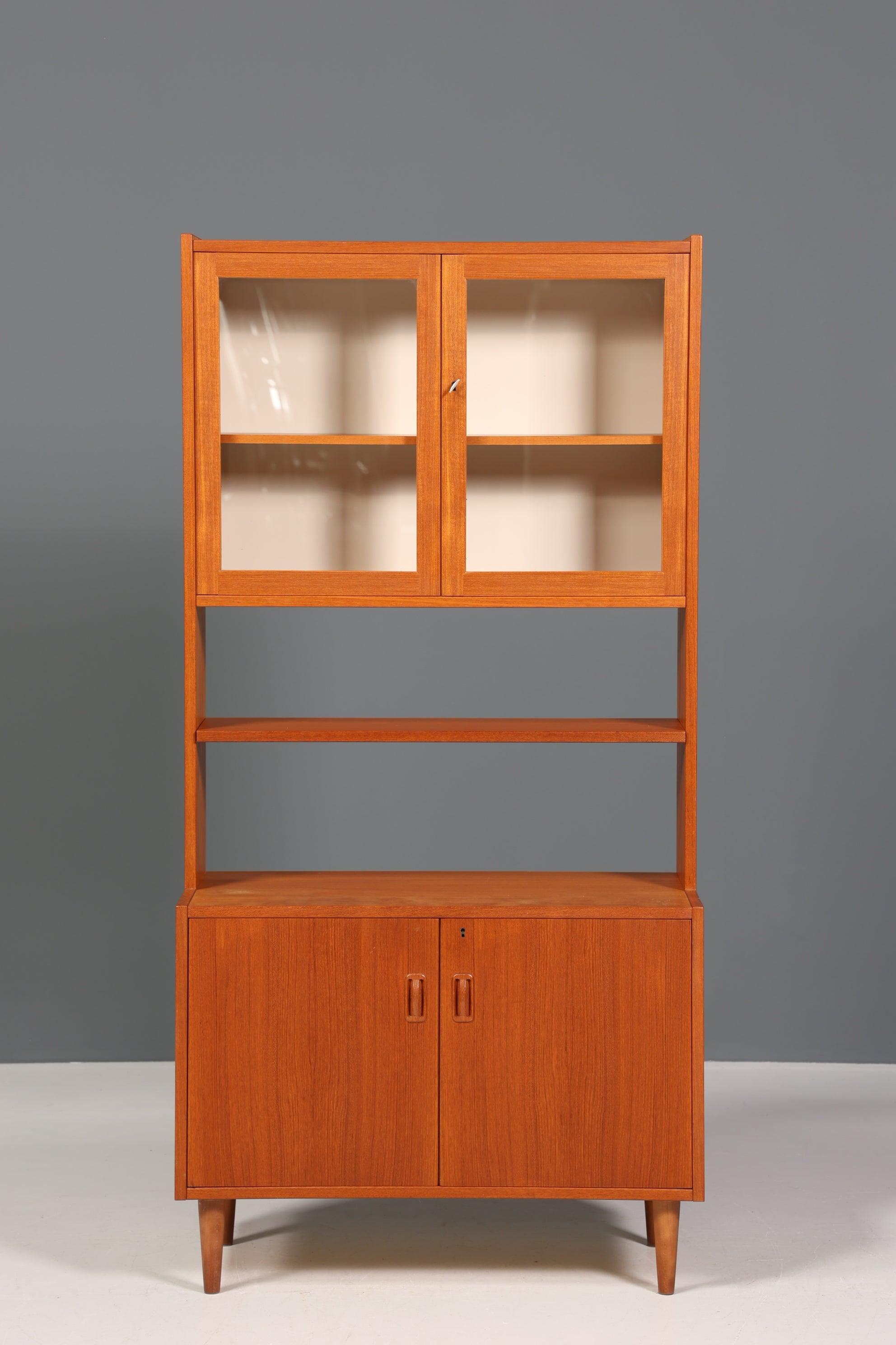 Wunderschönes Mid Century Regal Vintage Teak Holz Vitrine Schrank "Made in Denmark" Kommode