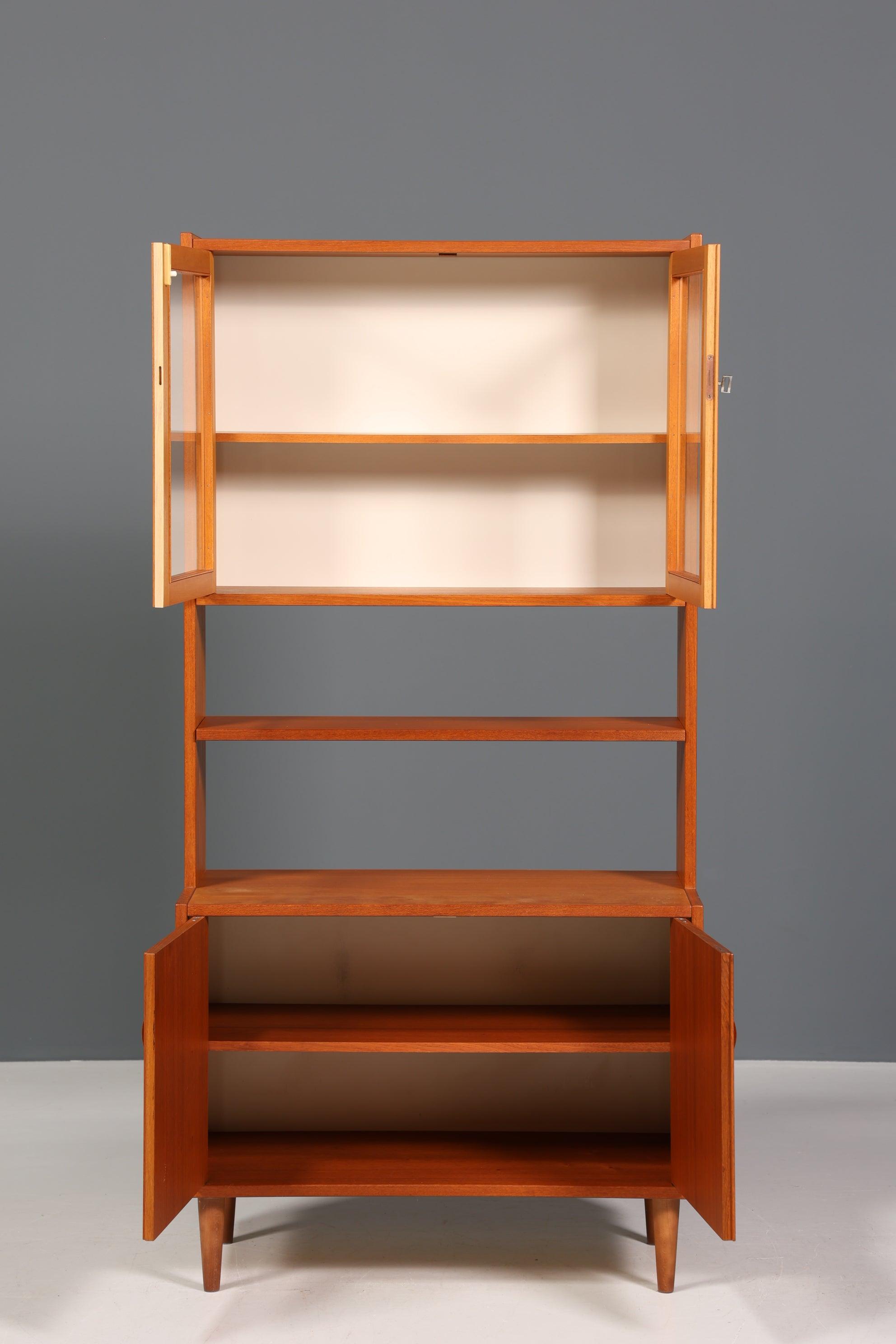 Wunderschönes Mid Century Regal Vintage Teak Holz Vitrine Schrank "Made in Denmark" Kommode