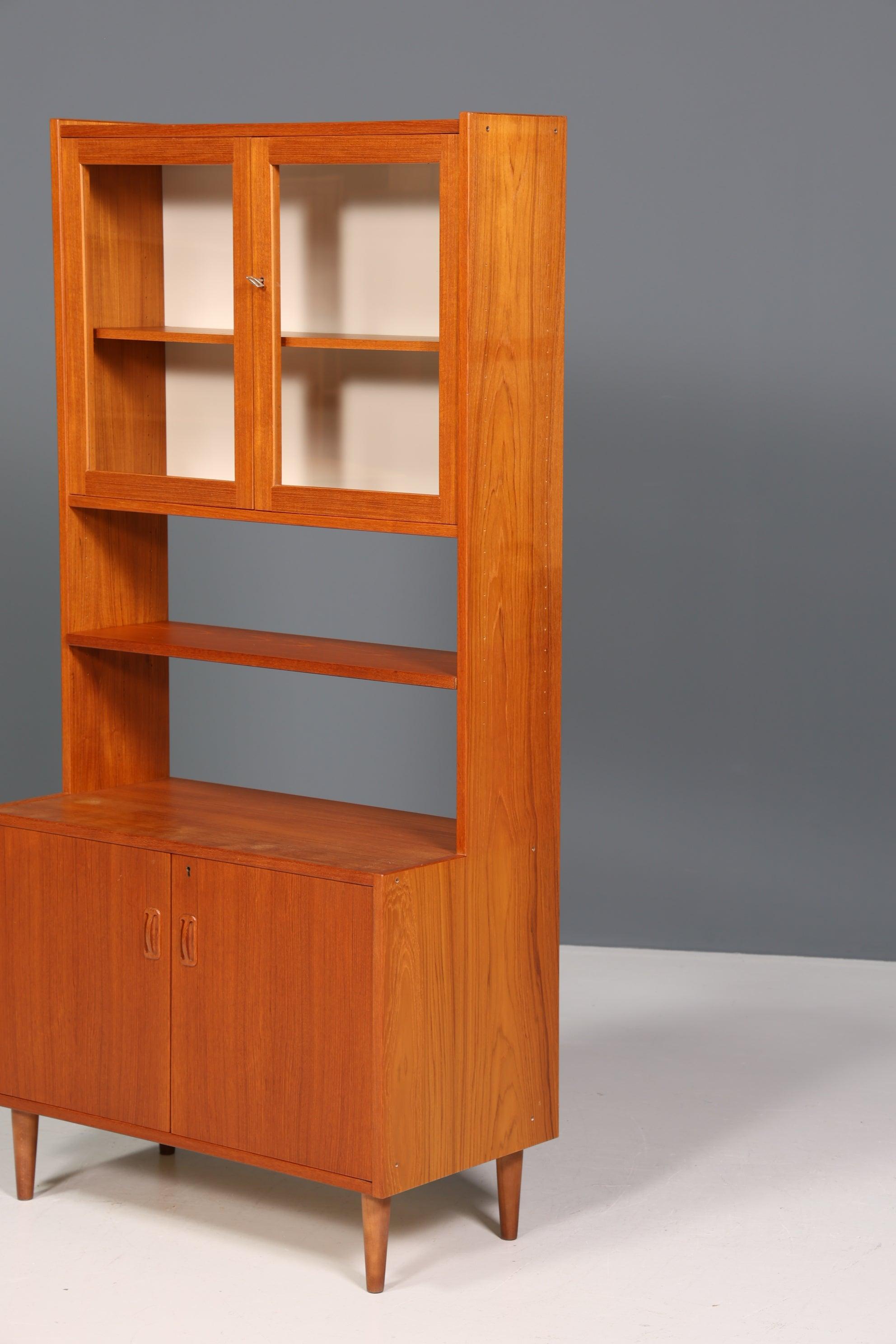 Wunderschönes Mid Century Regal Vintage Teak Holz Vitrine Schrank "Made in Denmark" Kommode