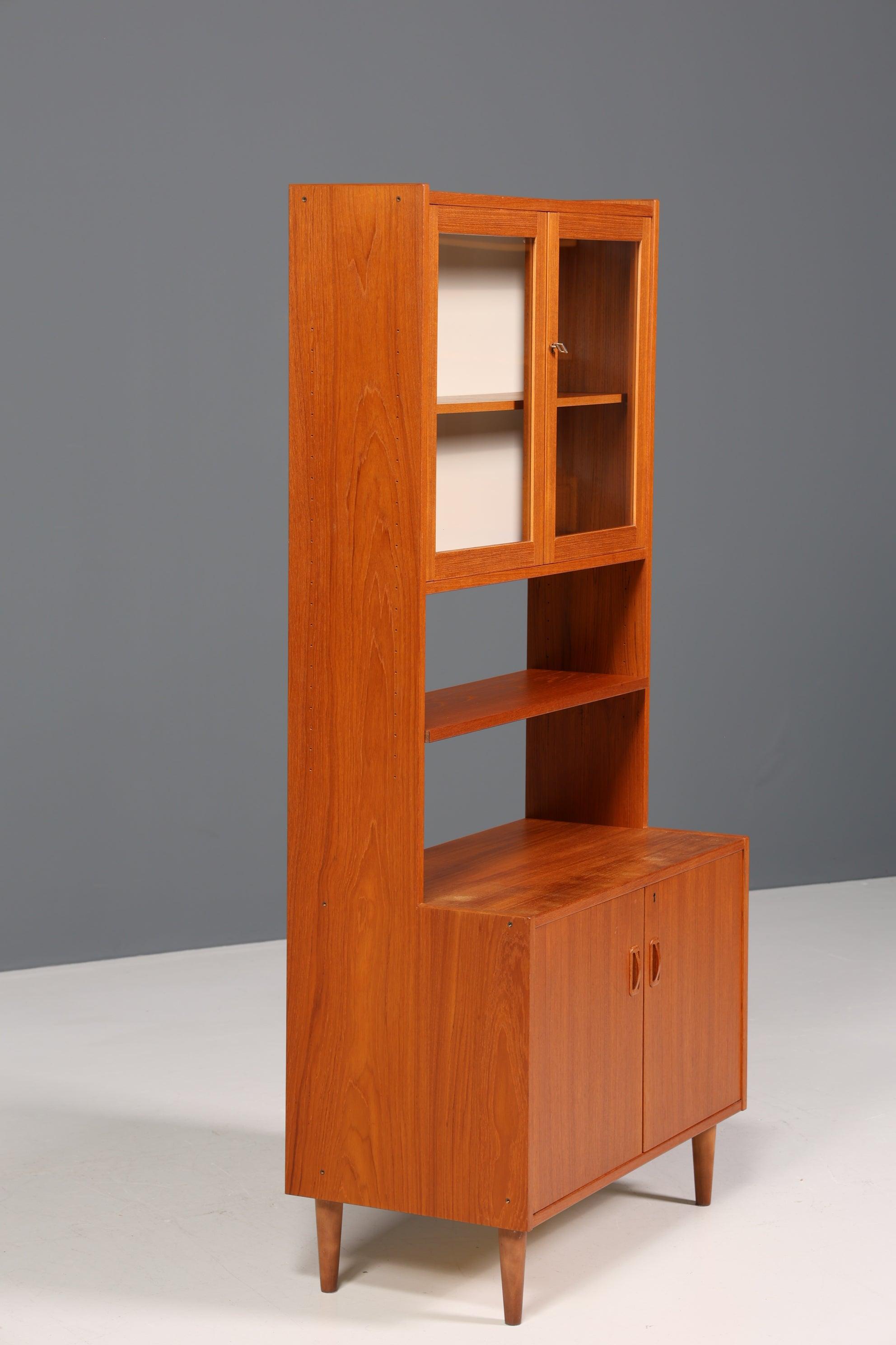 Wunderschönes Mid Century Regal Vintage Teak Holz Vitrine Schrank "Made in Denmark" Kommode