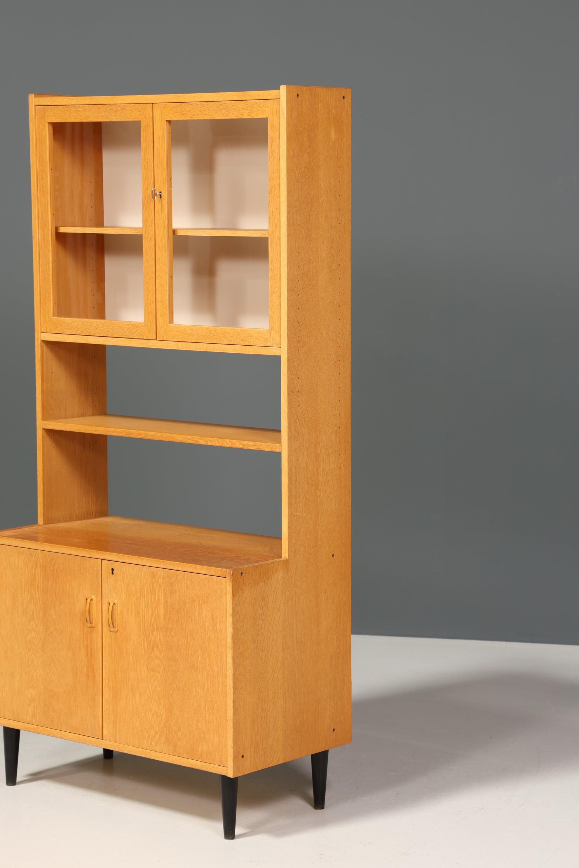 Schlichtes Mid Century Regal Vintage Vitrine Holz Schrank Kommode 60er Jahre