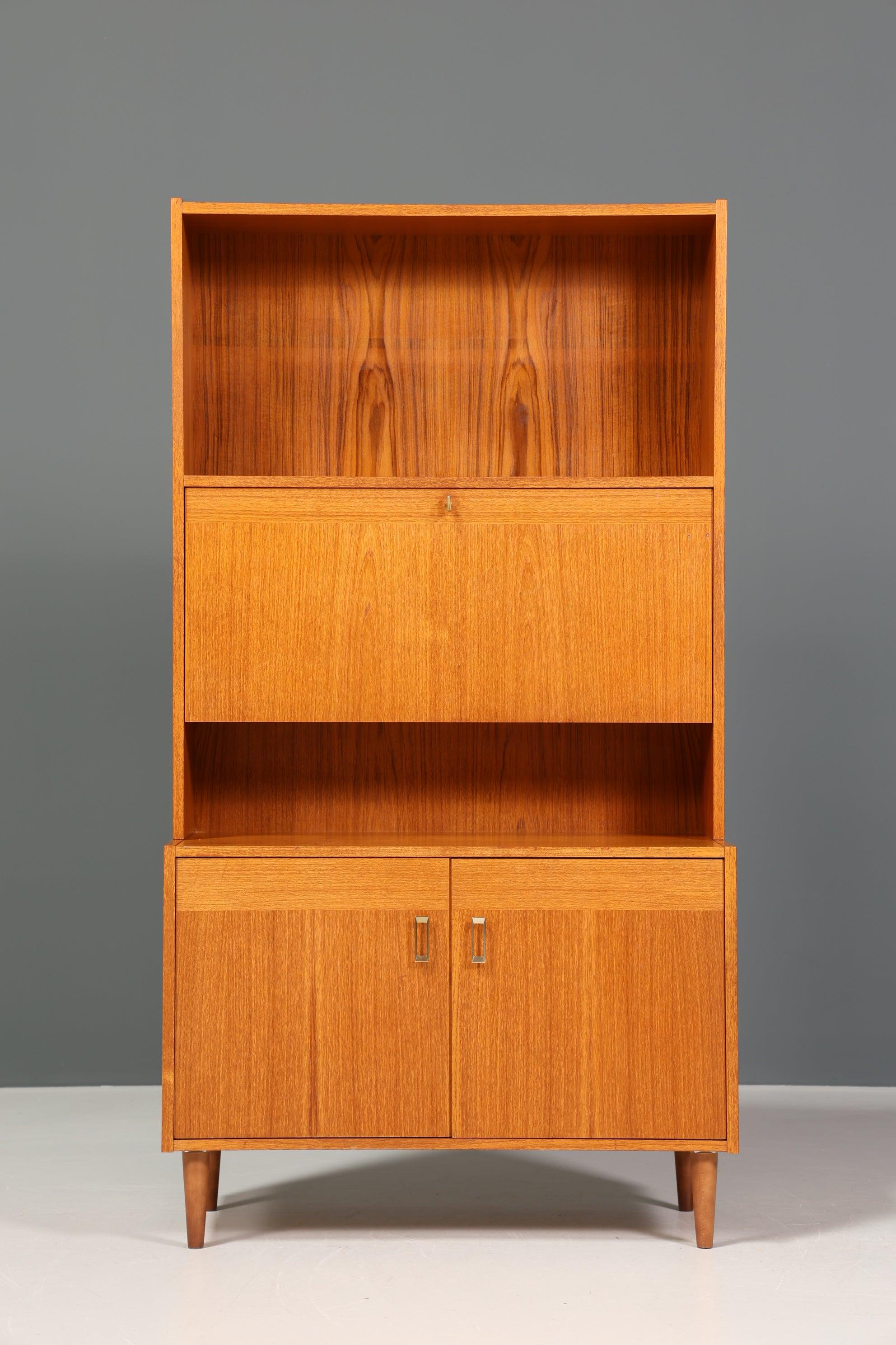 Schlichter Mid Century Schrank Vintage Highboard Sekretär Holz Regal 60er Jahre