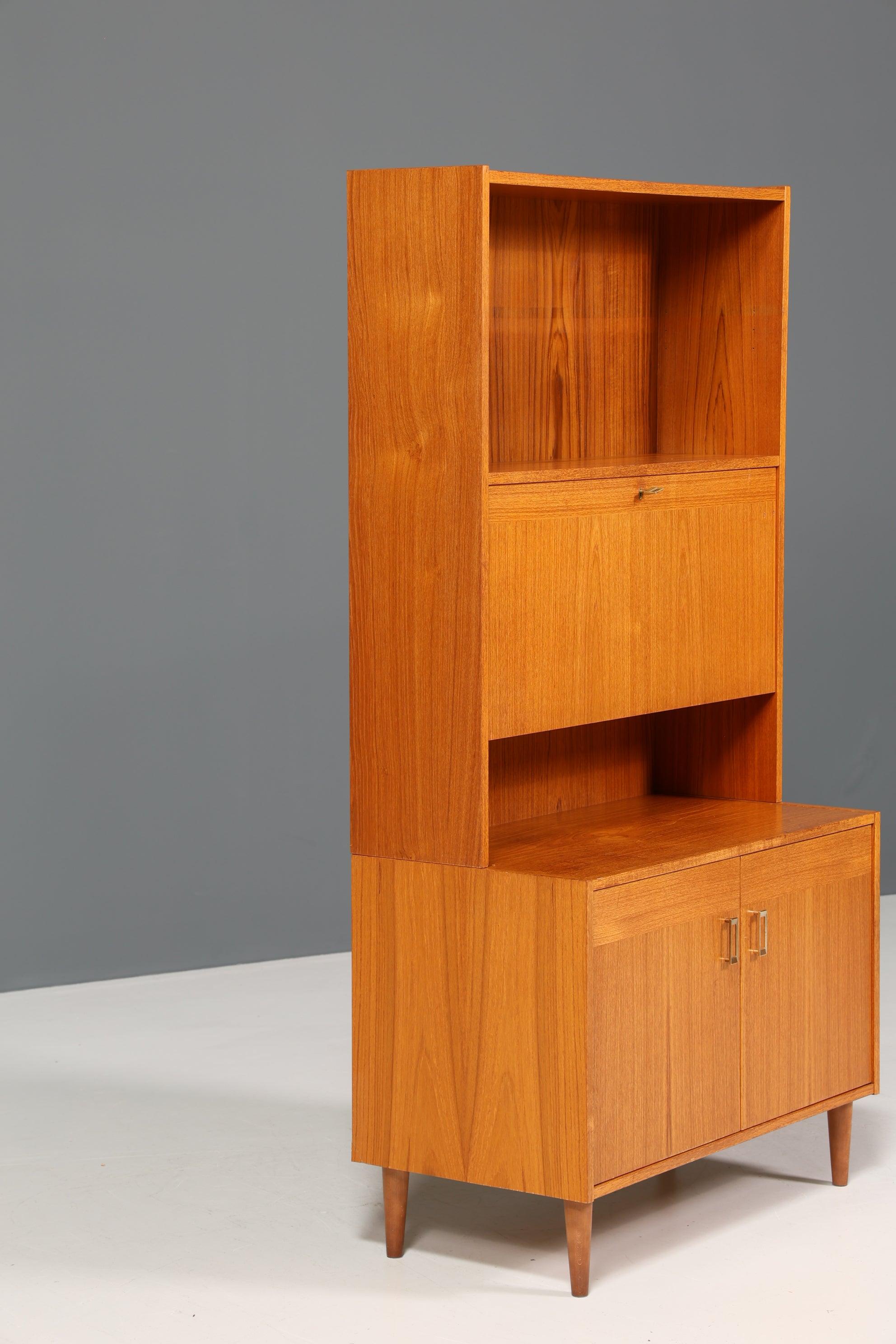 Schlichter Mid Century Schrank Vintage Highboard Sekretär Holz Regal 60er Jahre