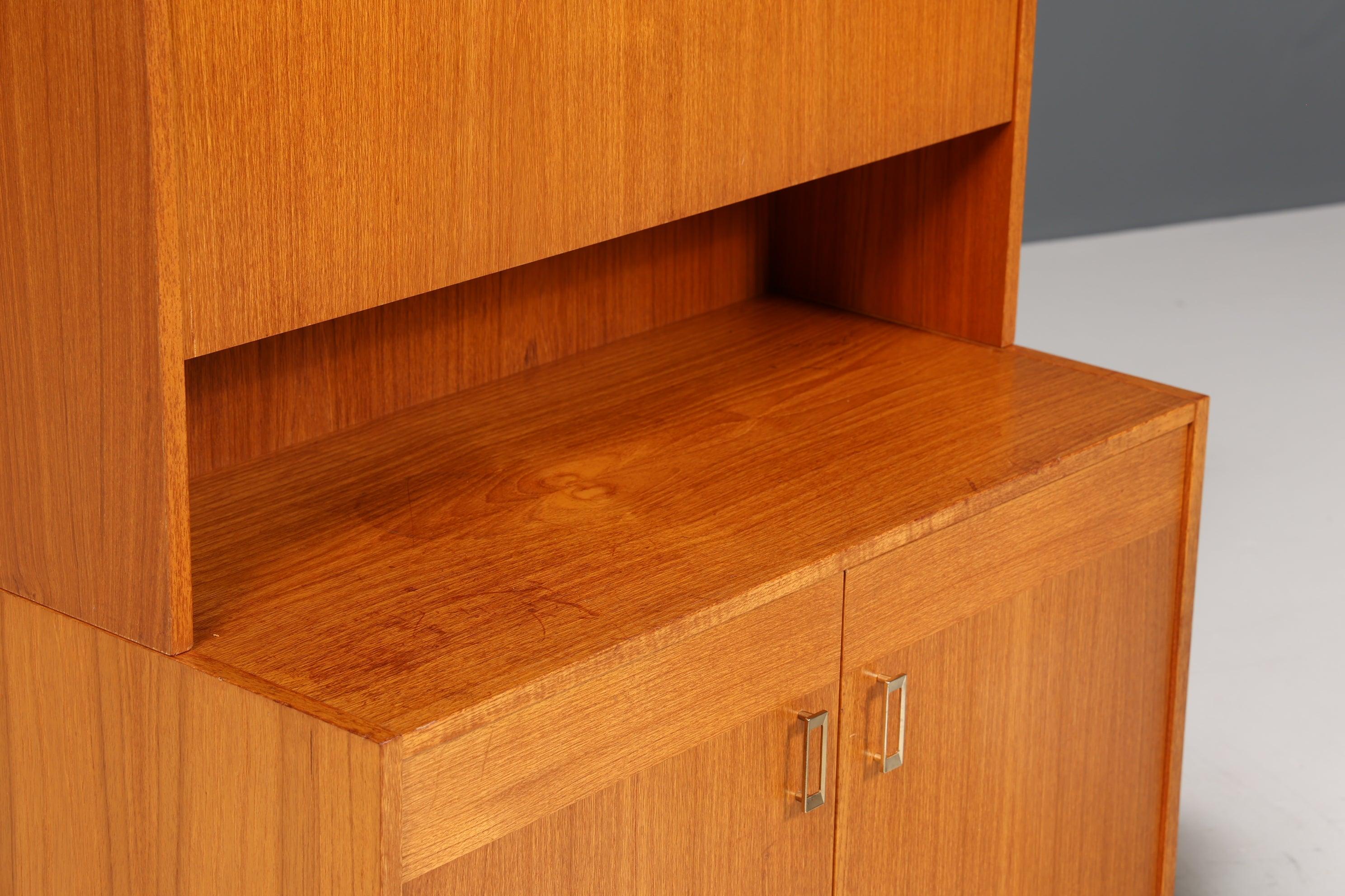 Schlichter Mid Century Schrank Vintage Highboard Sekretär Holz Regal 60er Jahre