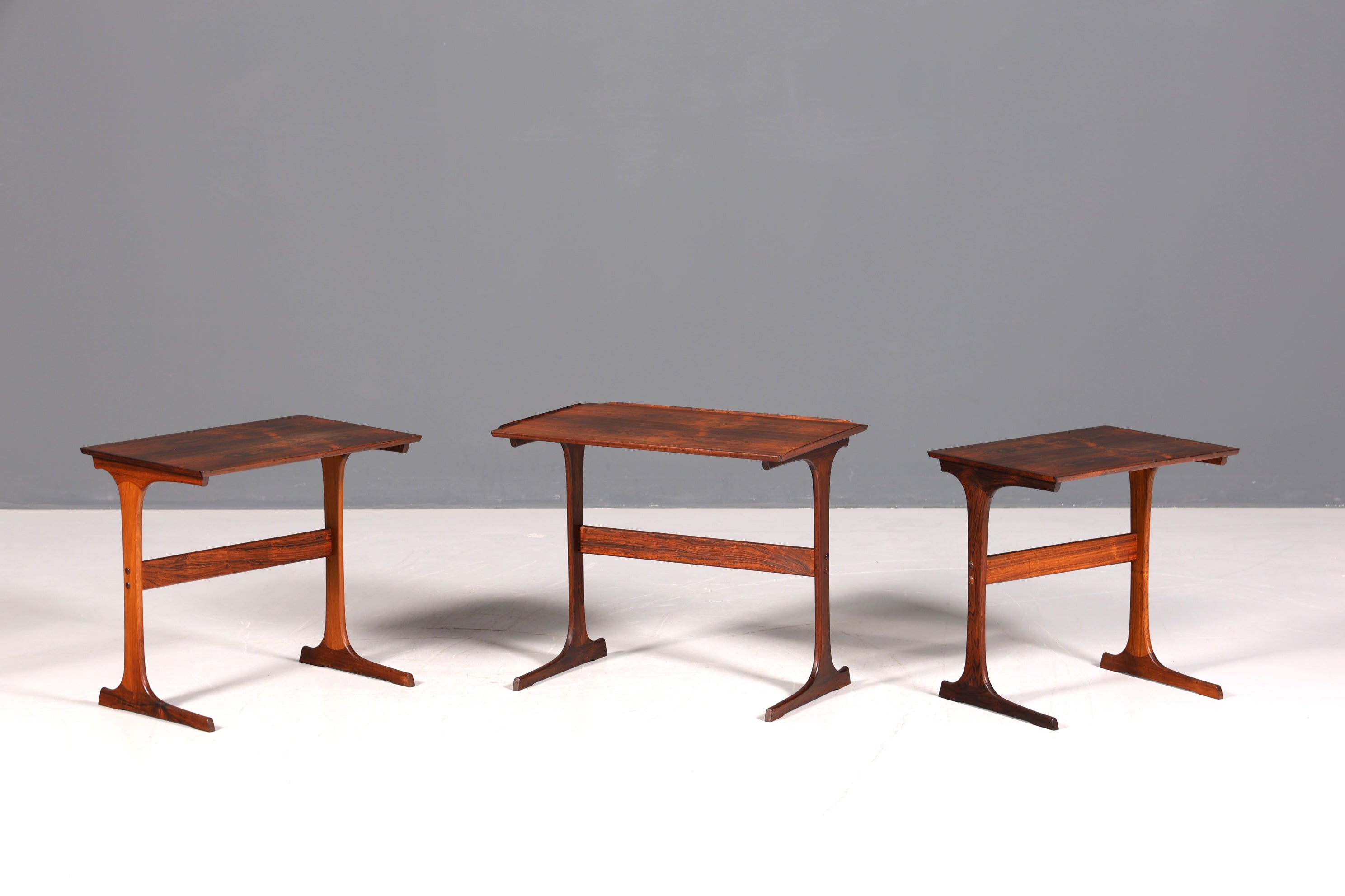 F874 Finish cm Filigranes Mid Century Tisch Set Couchtisch Teak Holz 3er Satz Ablagetisch Beistelltisch