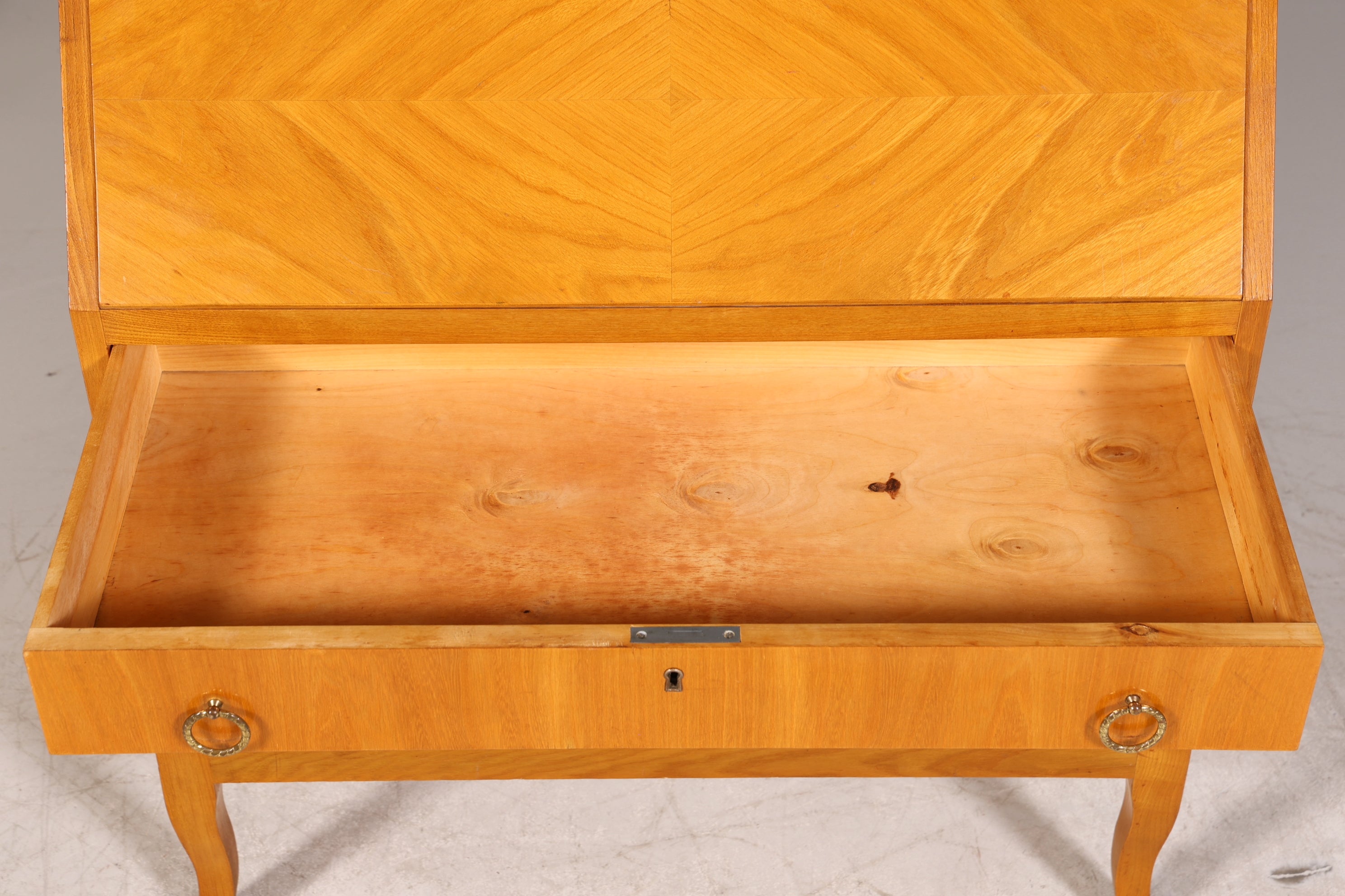 Schlichter Mid Century Sekretär Vintage Schreibmöbel echt Holz Kommode Office Secretary