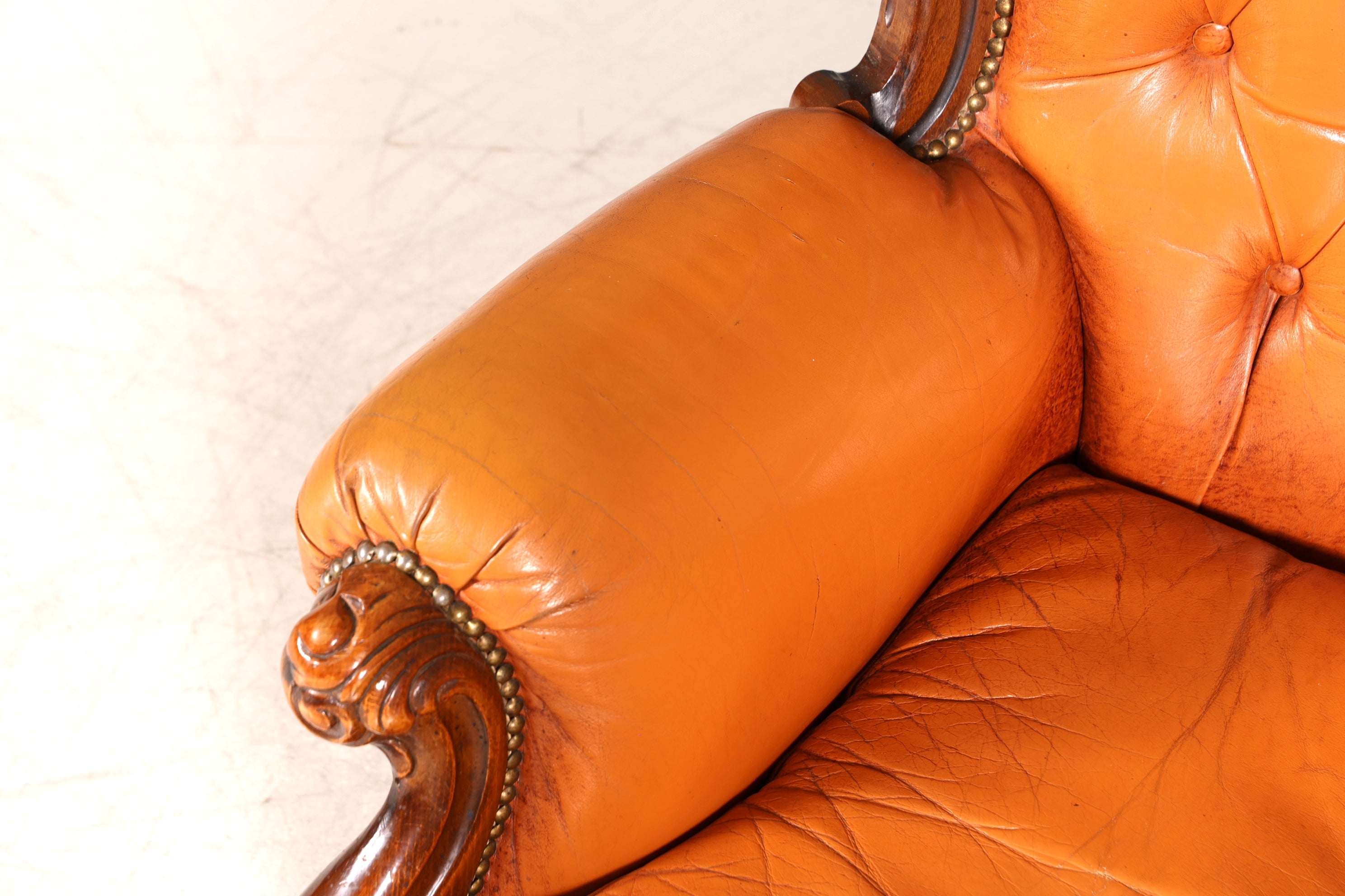 Königlicher Barock Sessel echt Rokoko Leder Armlehnsessel Luxus Chesterfield Sessel 1 von 2