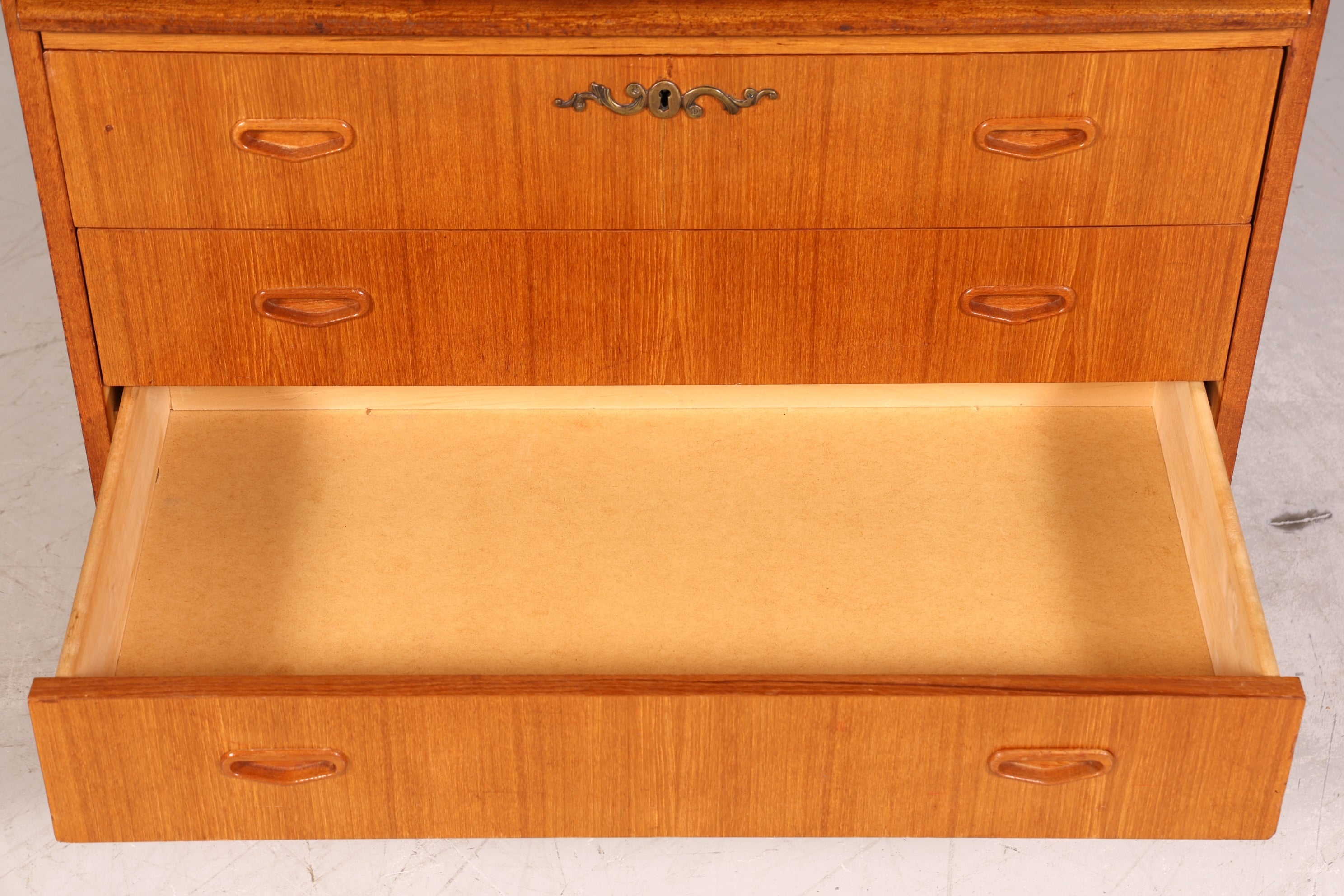 Wunderschöner Mid Century Rollladen Sekretär Danish Design Teak Holz Schreibkommode 60er Jahre