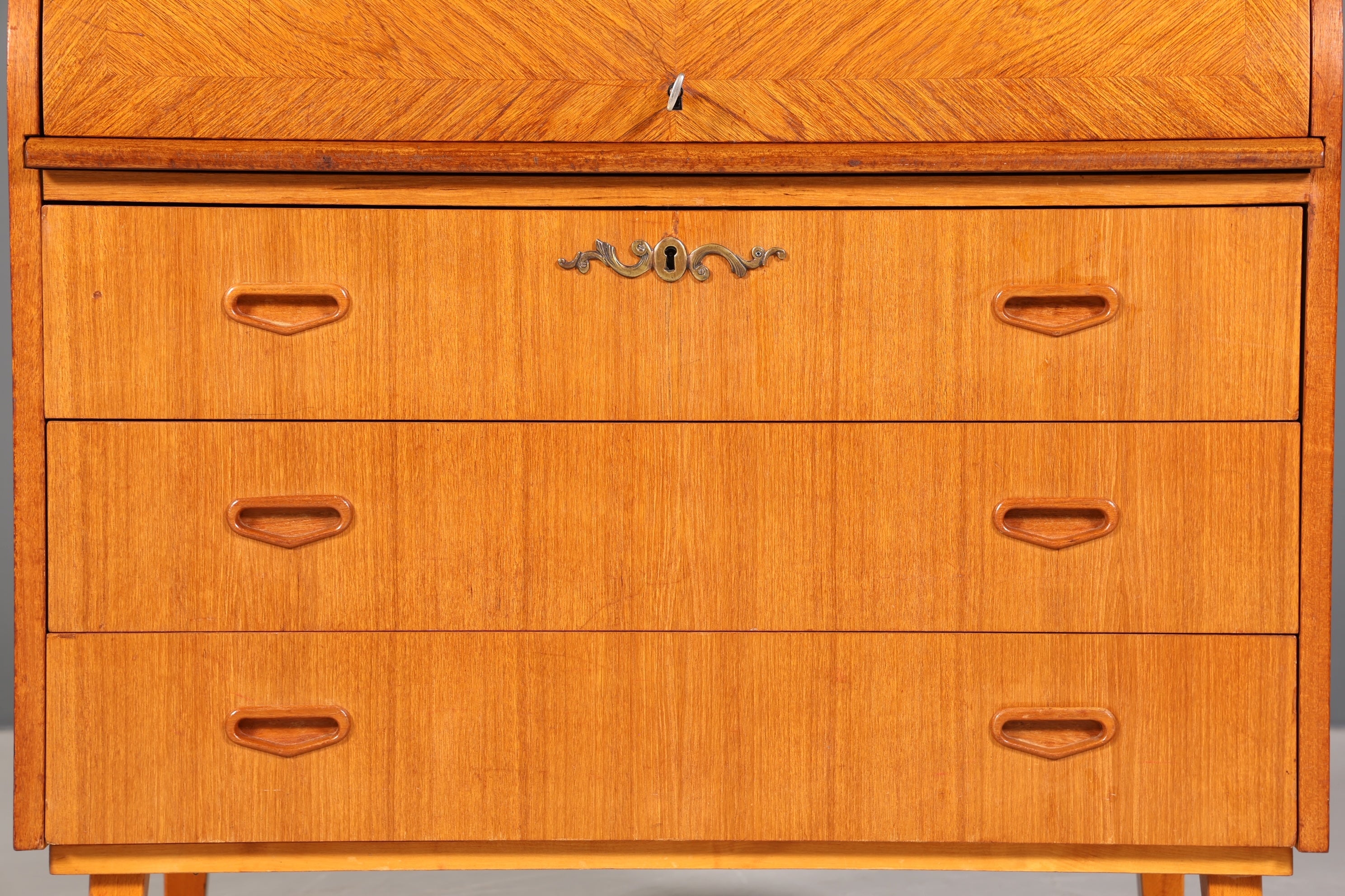 Wunderschöner Mid Century Rollladen Sekretär Danish Design Teak Holz Schreibkommode 60er Jahre