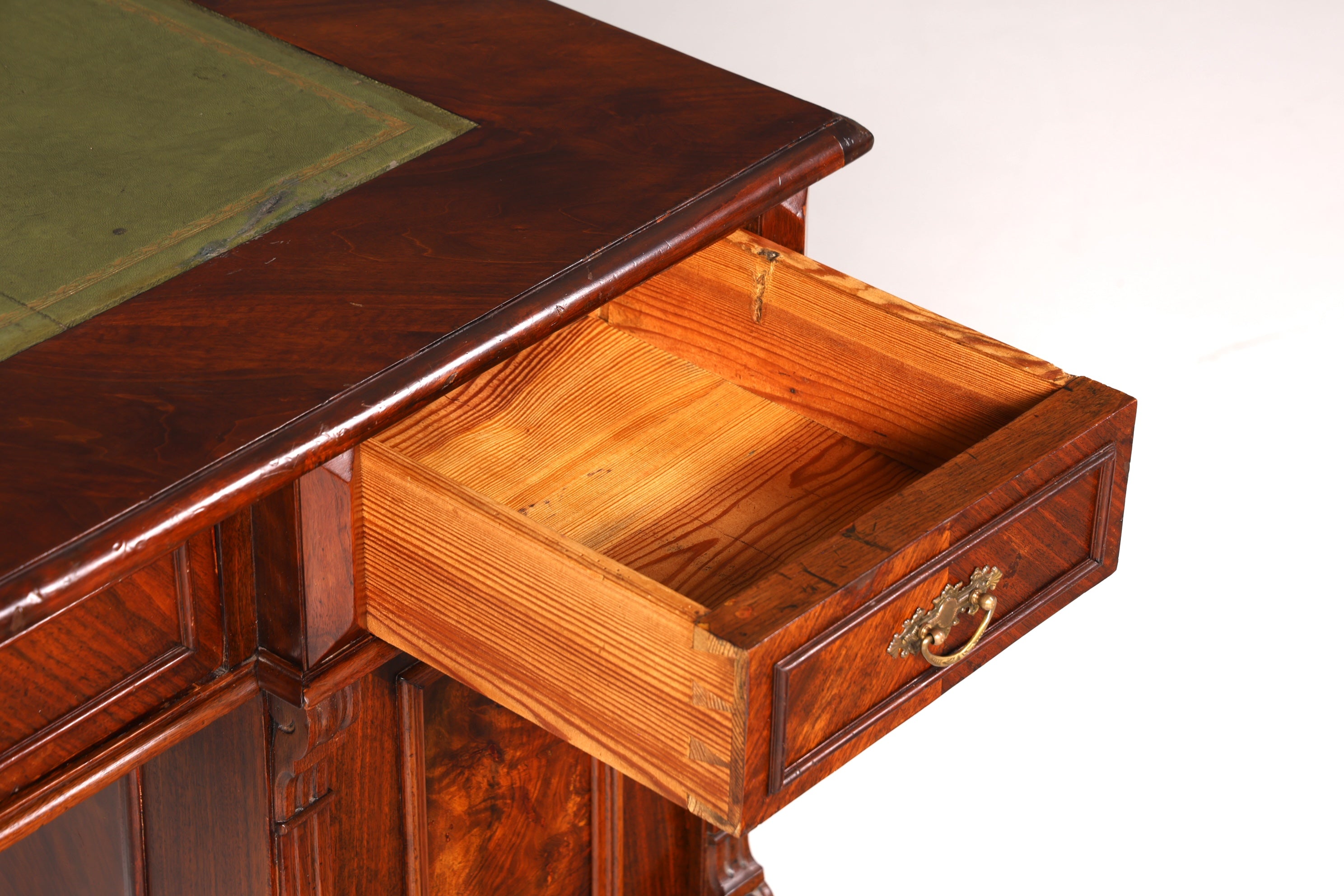 F896 Finish cm Traumhafter Gründerzeit Schreibtisch Jugendstil Bürotisch echt Holz Antik Desk Tatzen Löwenfüße