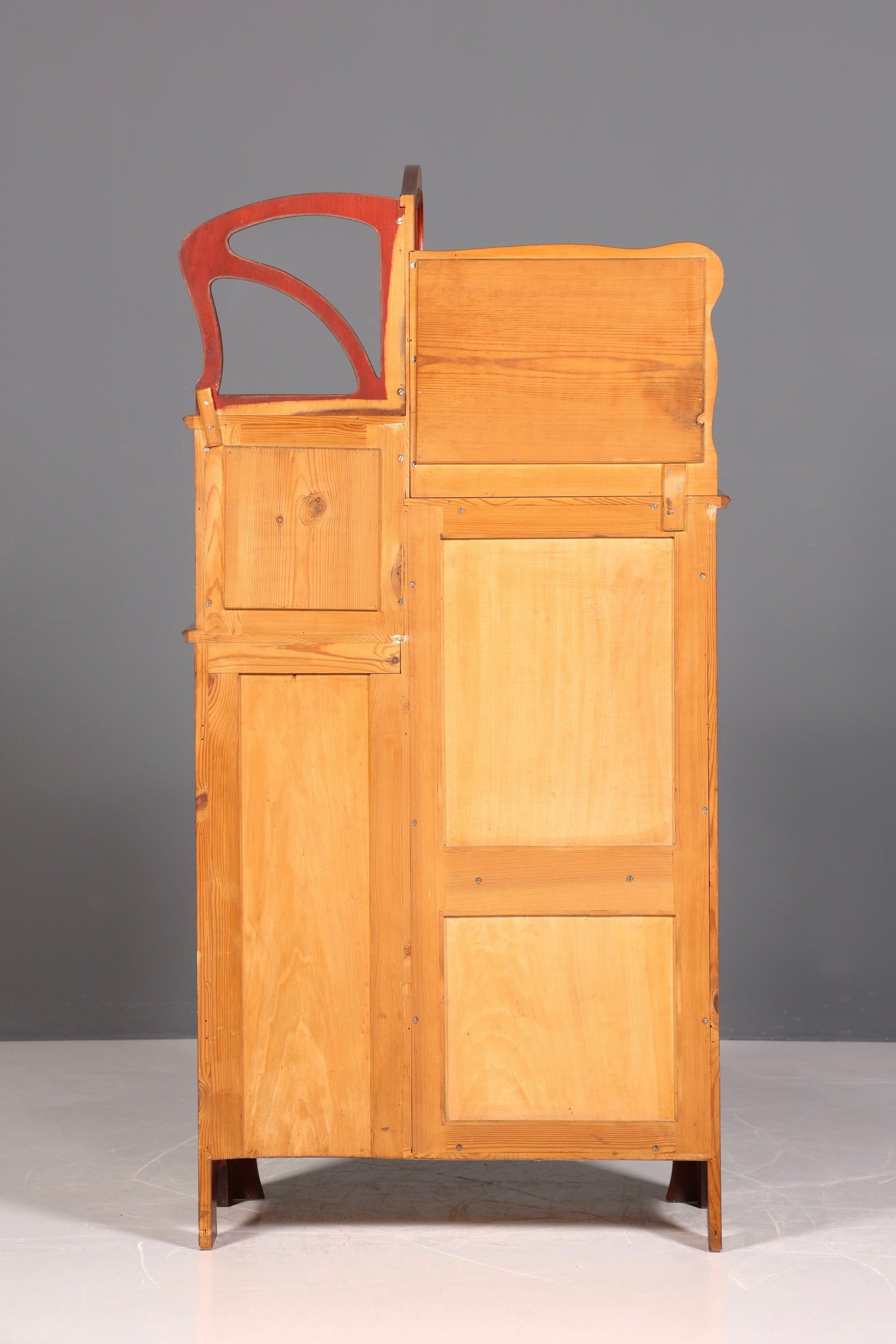 Filigraner Jugendstil Schrank um 1910 echt Holz Vertiko Vitrine Antik Regal Glasvitrine