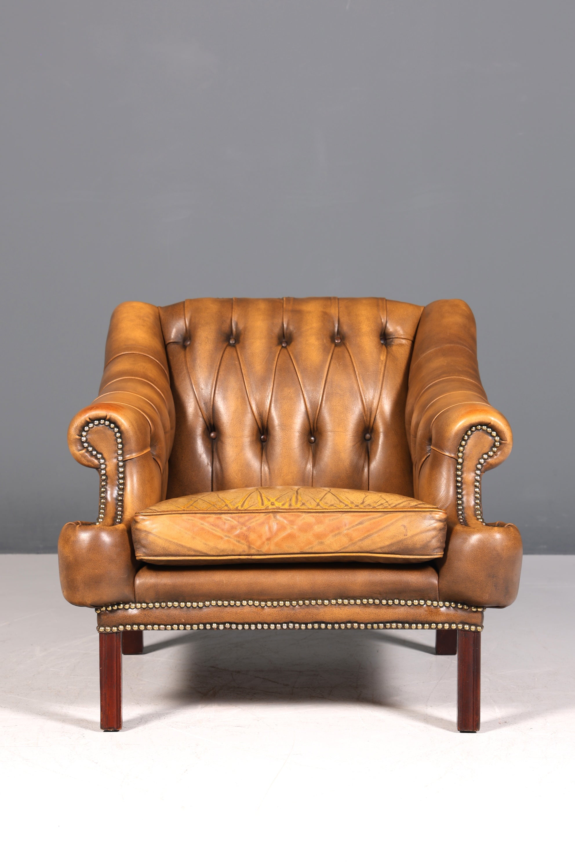 Wunderschöner seltener Chesterfield Sessel Englische Leder Armlehnsessel Herrensessel 2 von 2