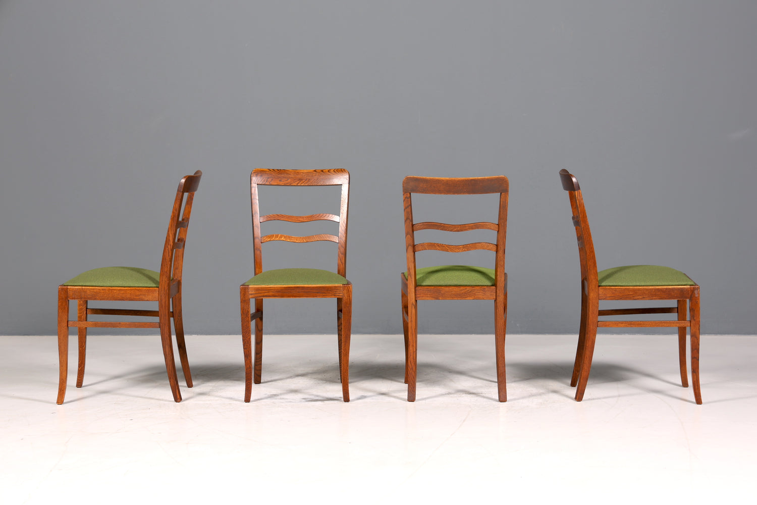 4x Wunderschöne Jugendstil Stühle Stuhl Set Antik Eiche Küchenstühle Esszimmer Stühle um 1900