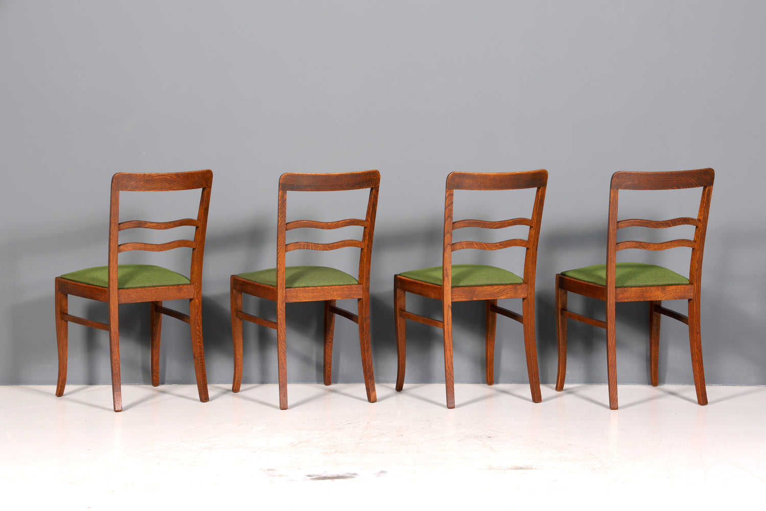 4x Wunderschöne Jugendstil Stühle Stuhl Set Antik Eiche Küchenstühle Esszimmer Stühle um 1900