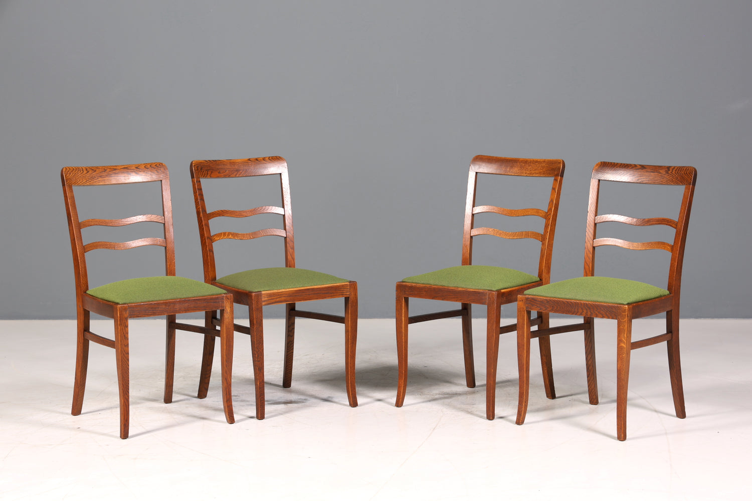 4x Wunderschöne Jugendstil Stühle Stuhl Set Antik Eiche Küchenstühle Esszimmer Stühle um 1900