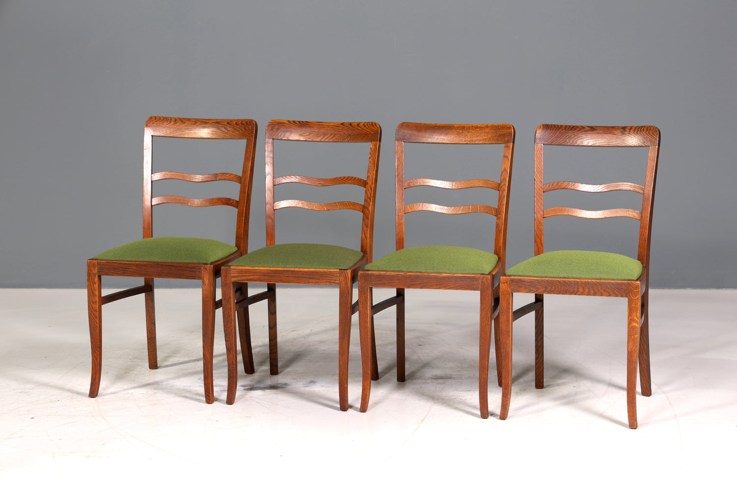 4x Wunderschöne Jugendstil Stühle Stuhl Set Antik Eiche Küchenstühle Esszimmer Stühle um 1900