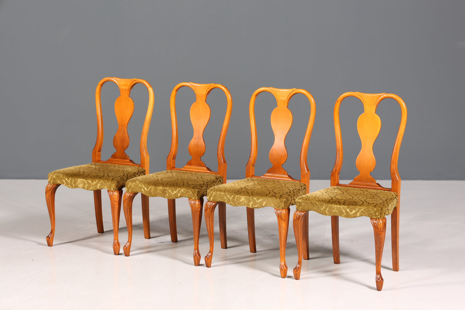 4x Wunderschöne Chippendale Stühle Barock Stil Stuhlset Polsterstuhl Set Küchenstühle Esszimmer Stühle