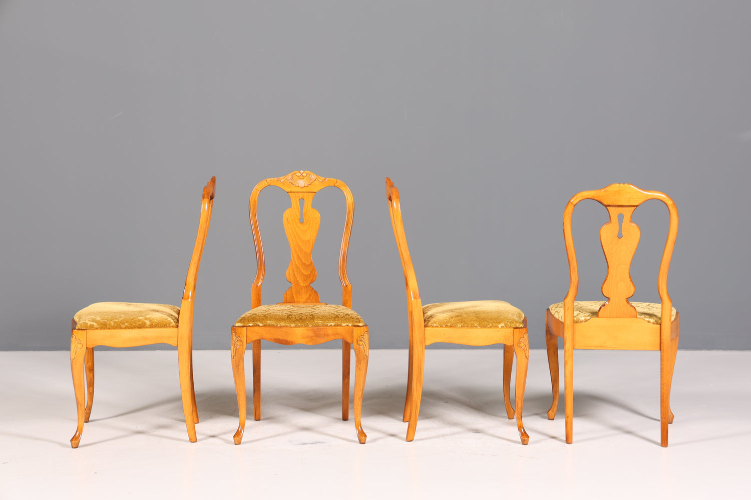 4x Wunderschöne Chippendale Stühle Barock Stil Stuhlset Polsterstuhl Set Küchenstühle Esszimmer Stühle