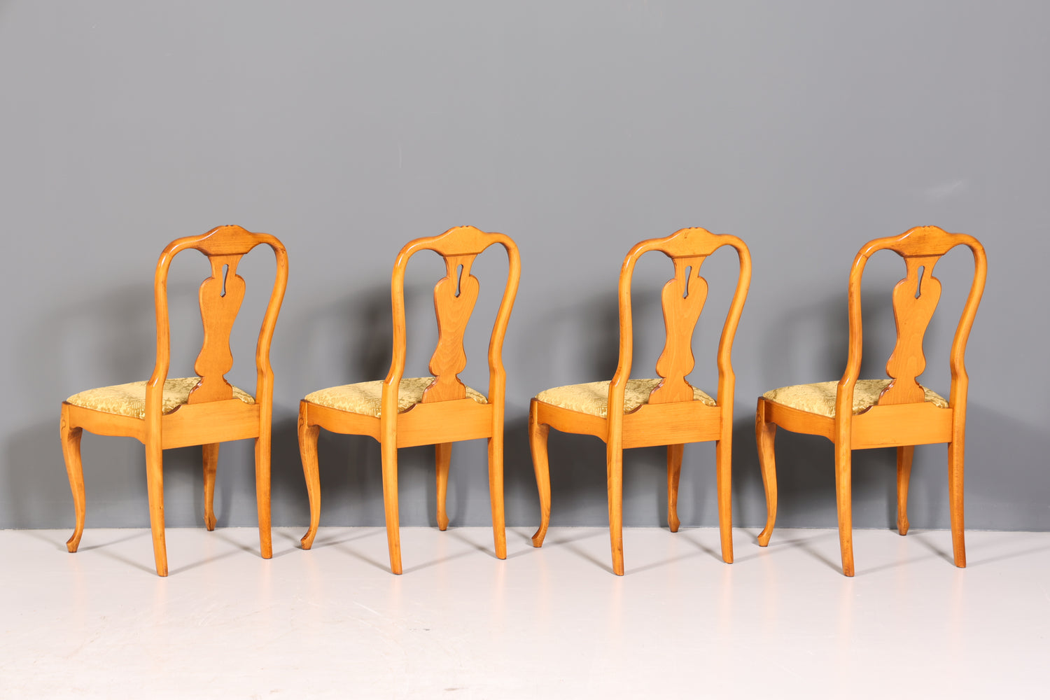 4x Wunderschöne Chippendale Stühle Barock Stil Stuhlset Polsterstuhl Set Küchenstühle Esszimmer Stühle