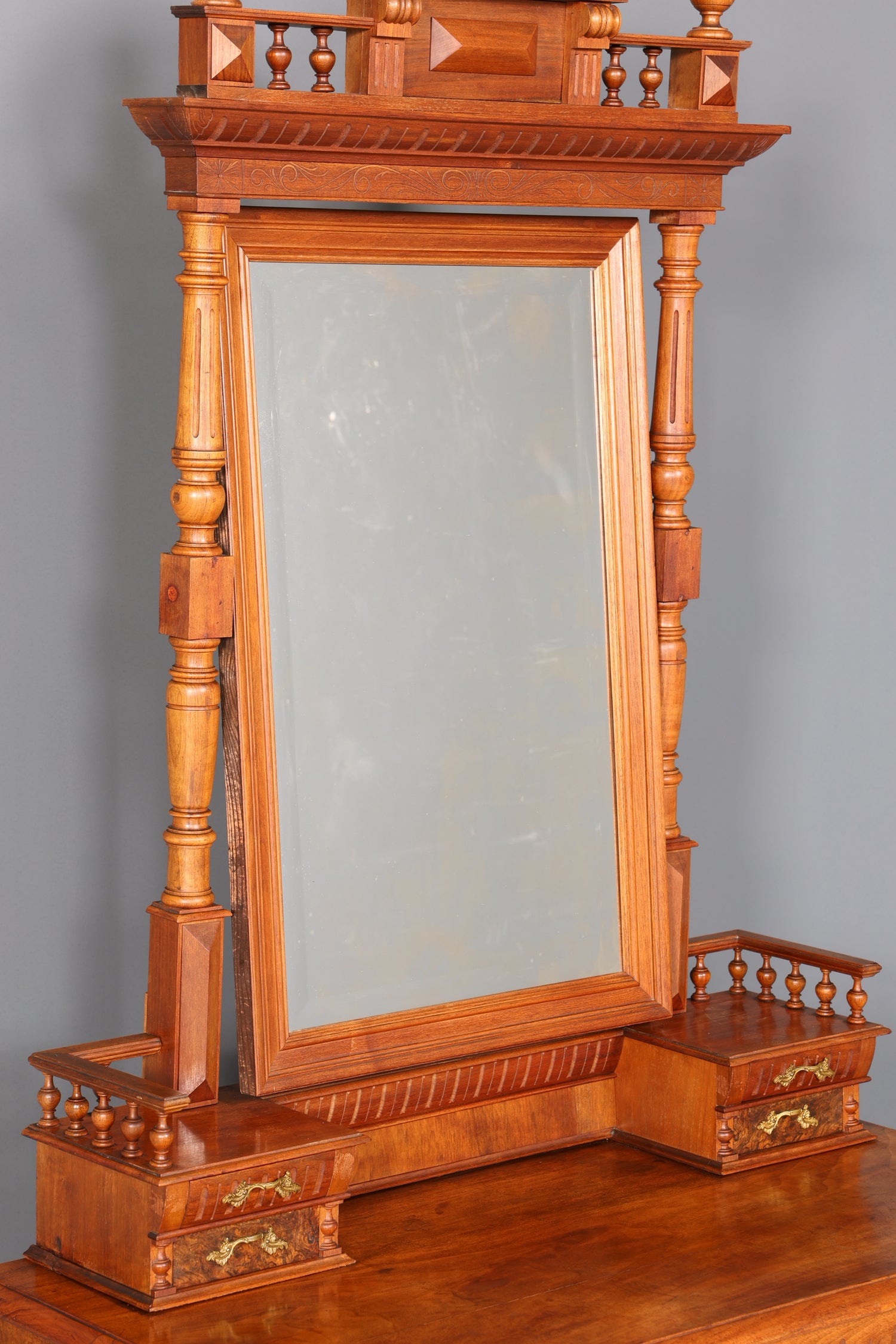 Edle Louis Philippe Kommode mit Spiegelaufsatz Gründerzeit Frisierkommode Holz Schrank Antik Flurschrank um 1880