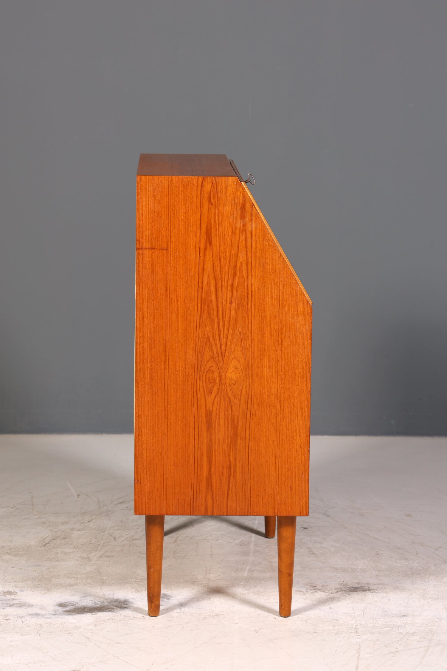 Schlichter Mid Century Sekretär Vintage Schreibmöbel Teak Holz Kommode Office Secretary