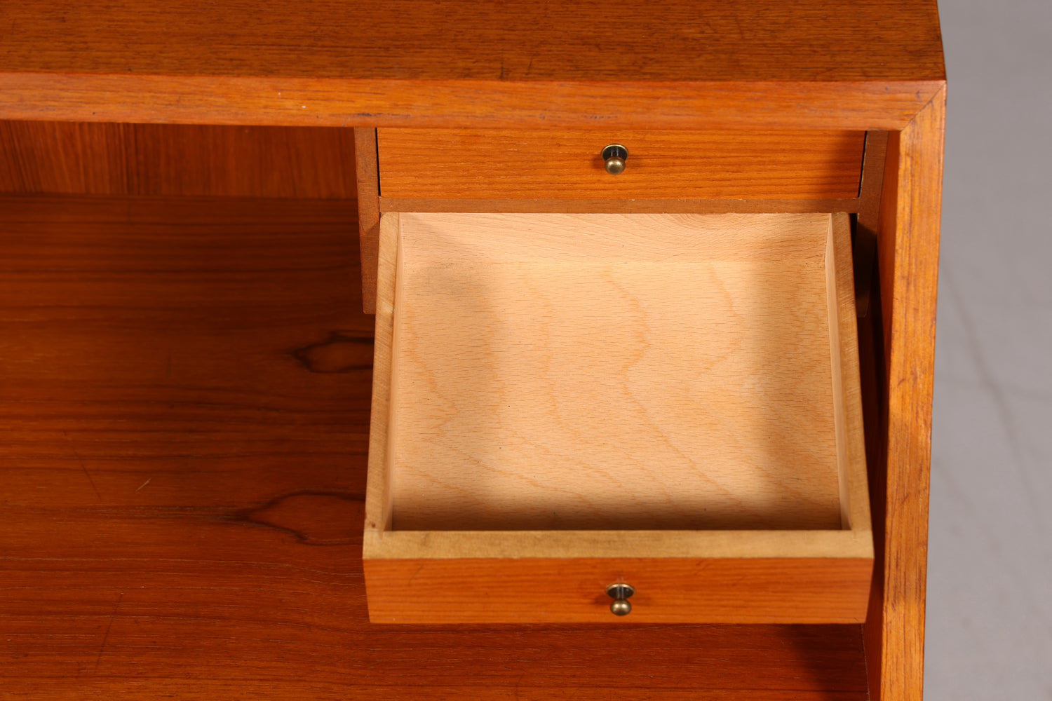 Schlichter Mid Century Sekretär Vintage Schreibmöbel Teak Holz Kommode Office Secretary