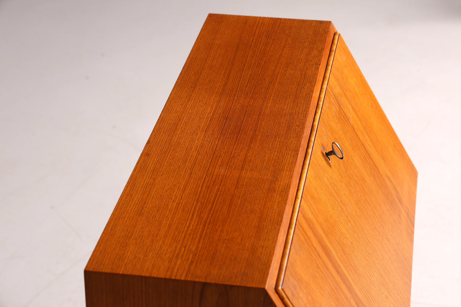 Schlichter Mid Century Sekretär Vintage Schreibmöbel Teak Holz Kommode Office Secretary