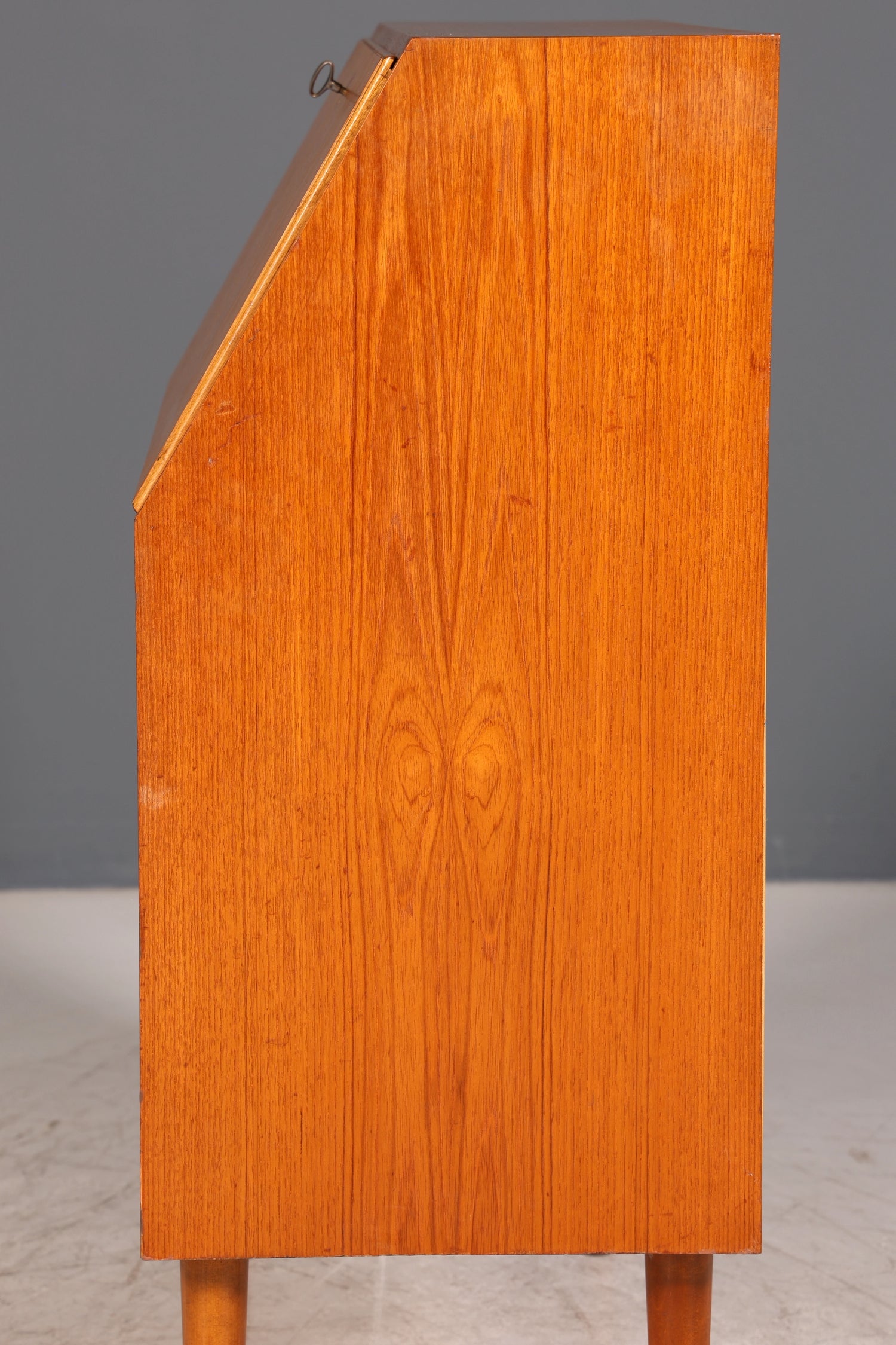 Schlichter Mid Century Sekretär Vintage Schreibmöbel Teak Holz Kommode Office Secretary