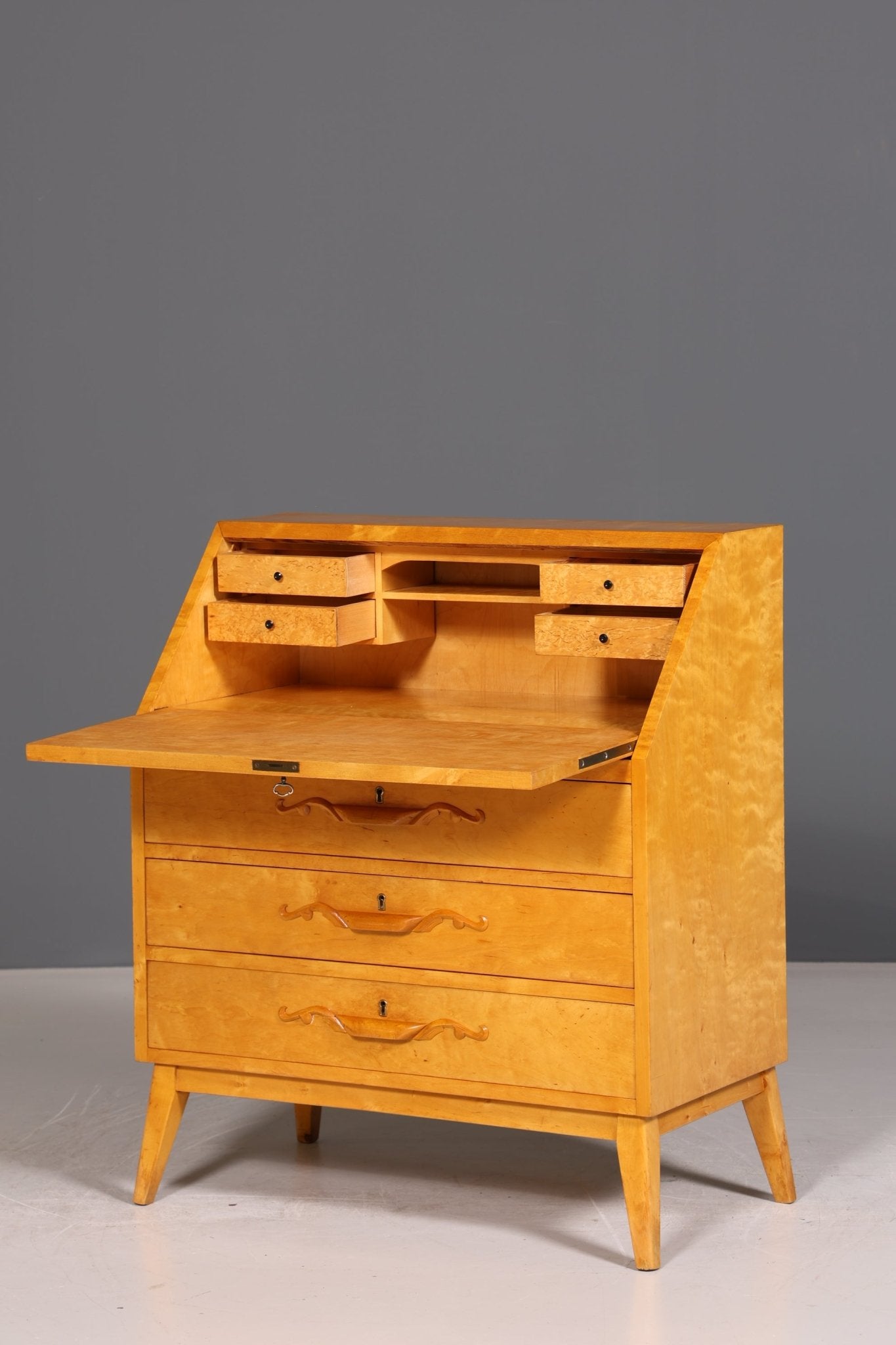 Edler Sekretär um 1930 Büro Kommode Kirschholz Sekretär Schreibtisch Kommode