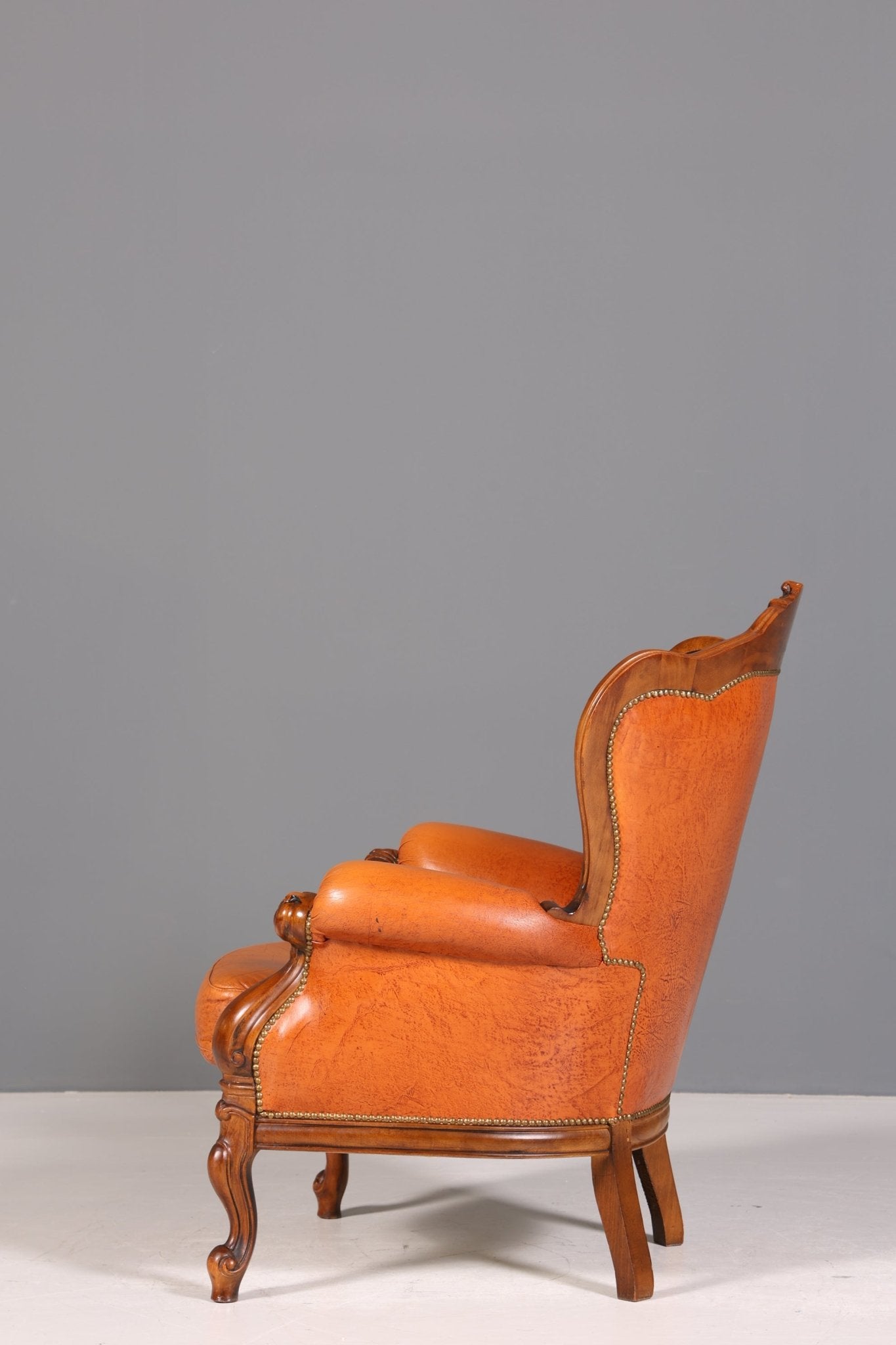 Königlicher Barock Sessel echt Rokoko Leder Armlehnsessel Luxus Chesterfield Sessel 1 von 2
