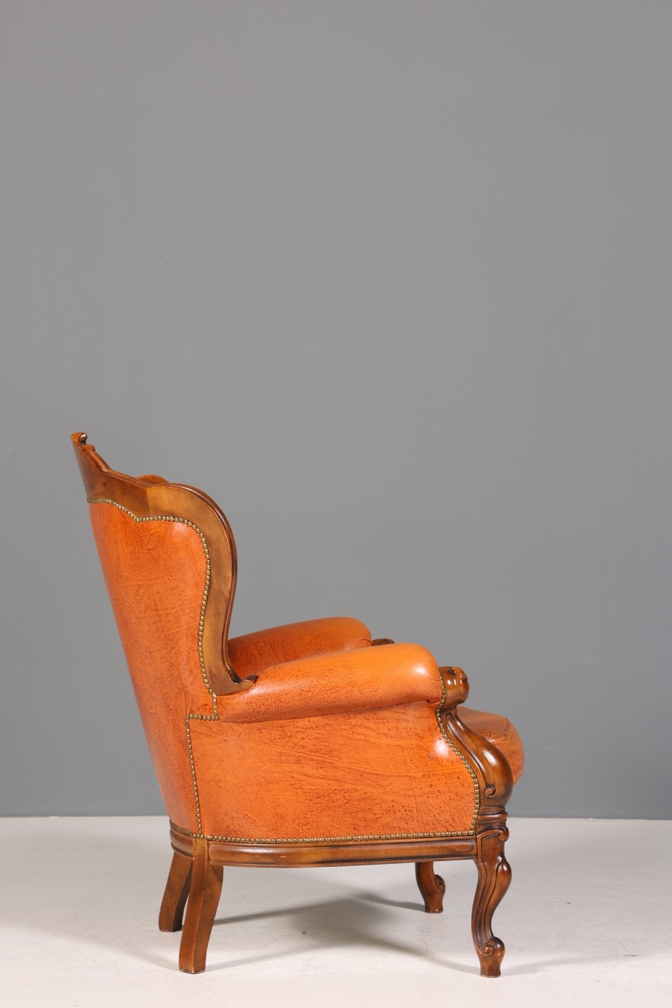 Königlicher Barock Sessel echt Rokoko Leder Armlehnsessel Luxus Chesterfield Sessel 1 von 2