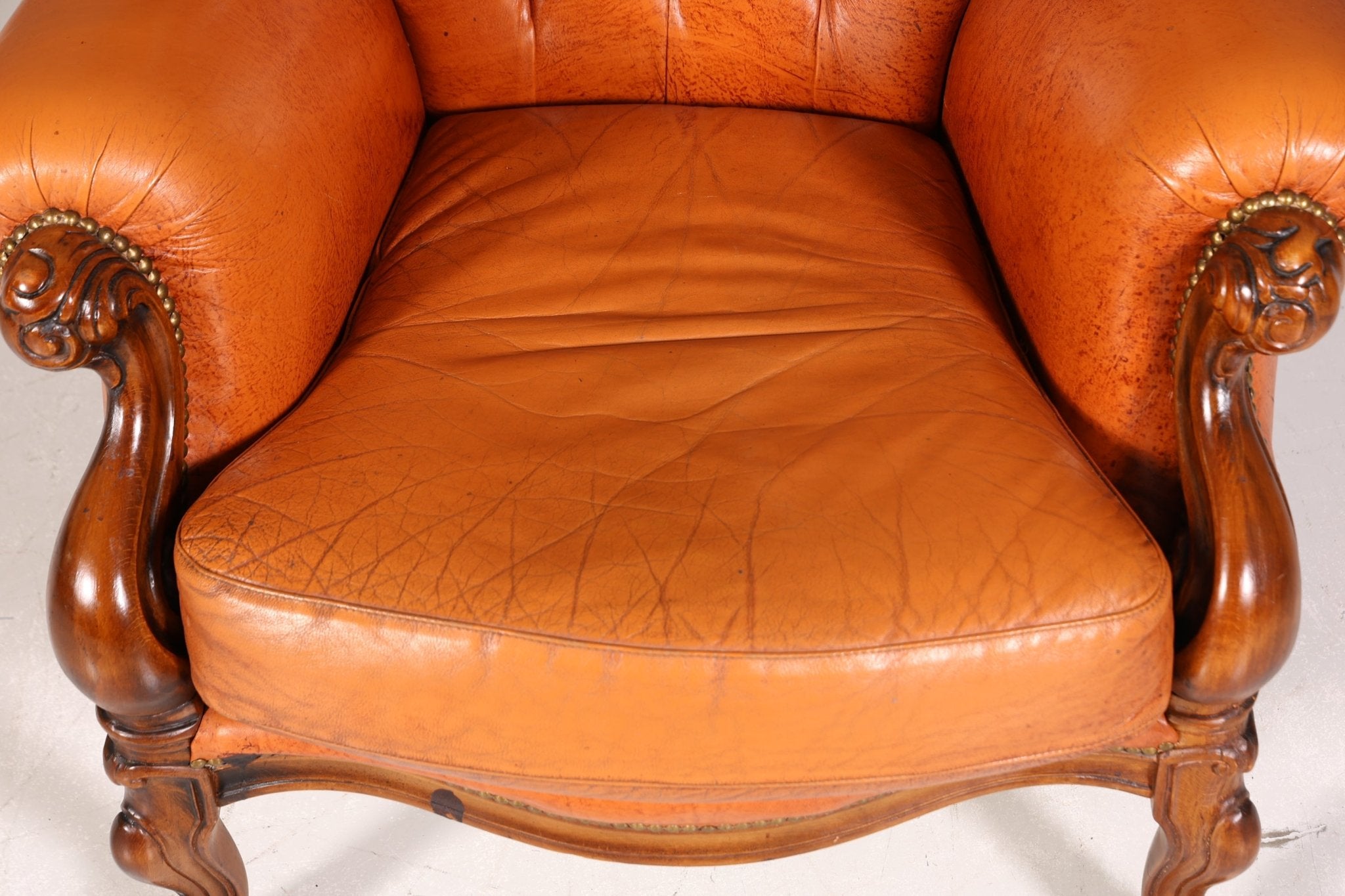 Königlicher Barock Sessel echt Rokoko Leder Armlehnsessel Luxus Chesterfield Sessel 1 von 2