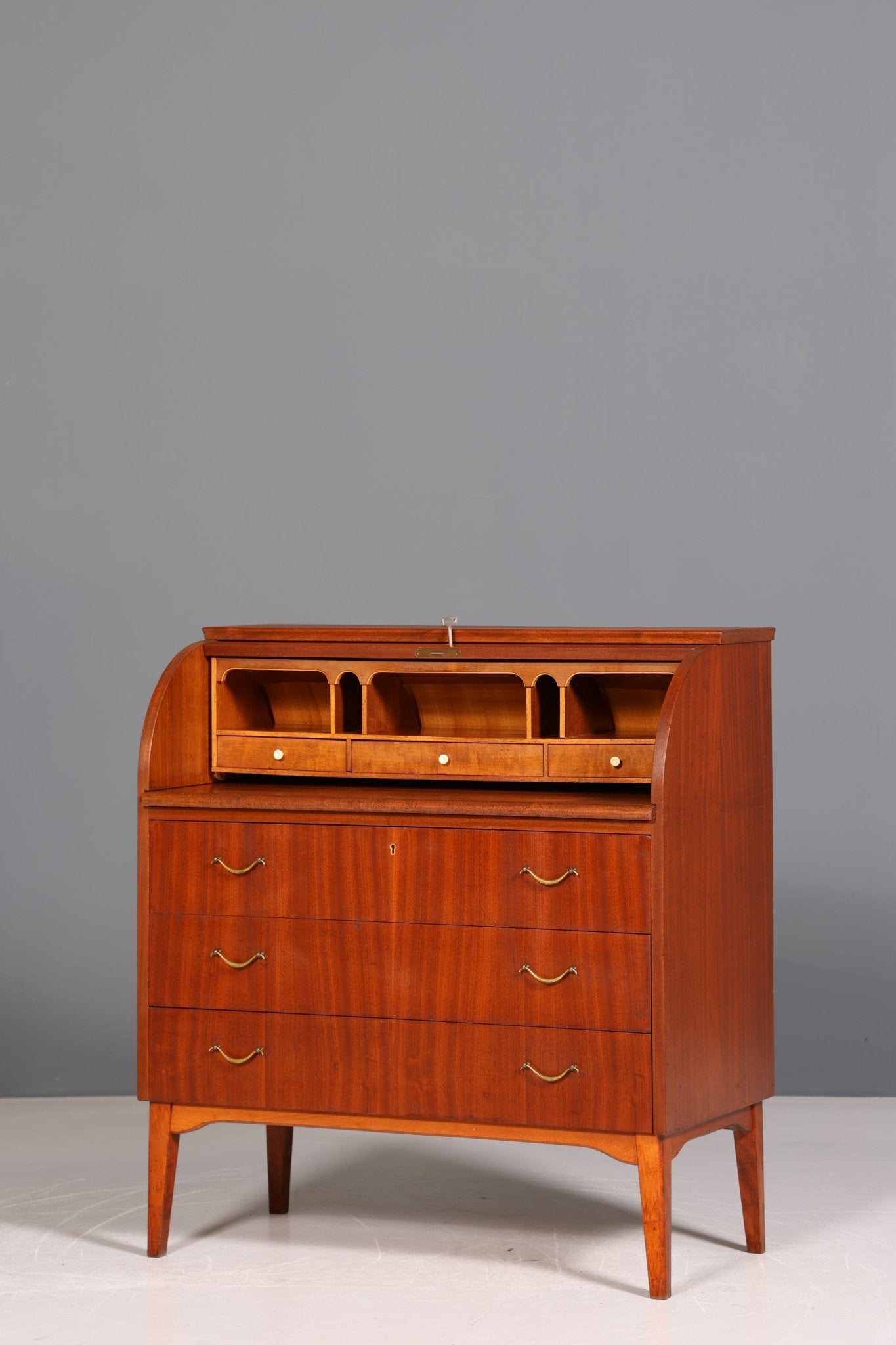 Mid Century Rollladen Sekretär von Bröderna Gustafssons Träindustri "Made in Sweden" Büro Schrank Schreibkommode 60s Schreibmöbel