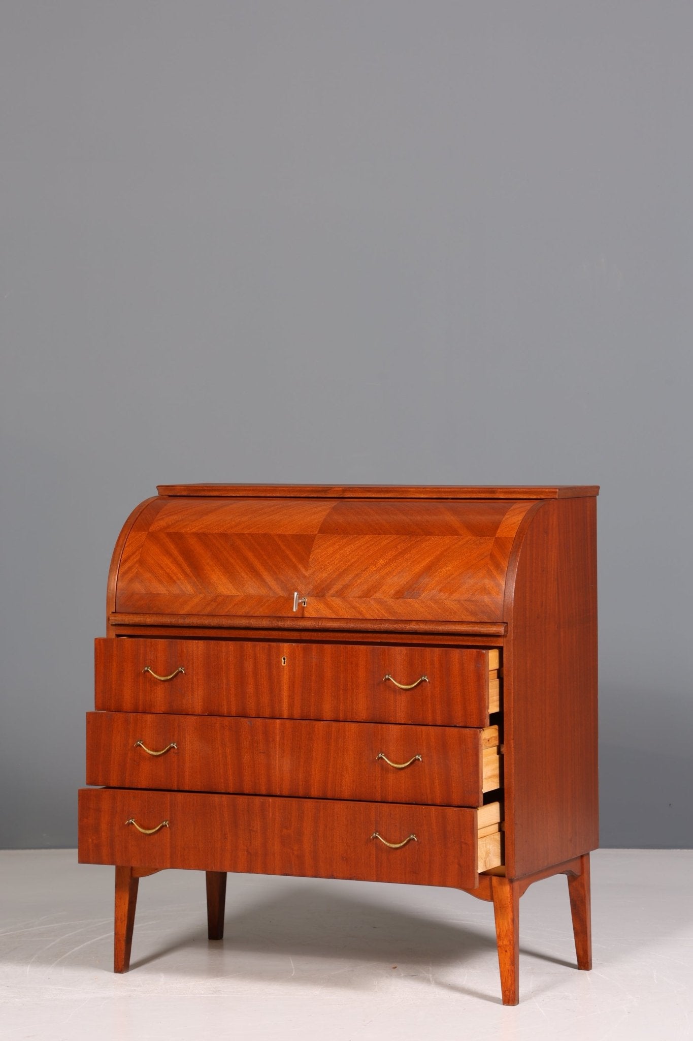 Mid Century Rollladen Sekretär von Bröderna Gustafssons Träindustri "Made in Sweden" Büro Schrank Schreibkommode 60s Schreibmöbel