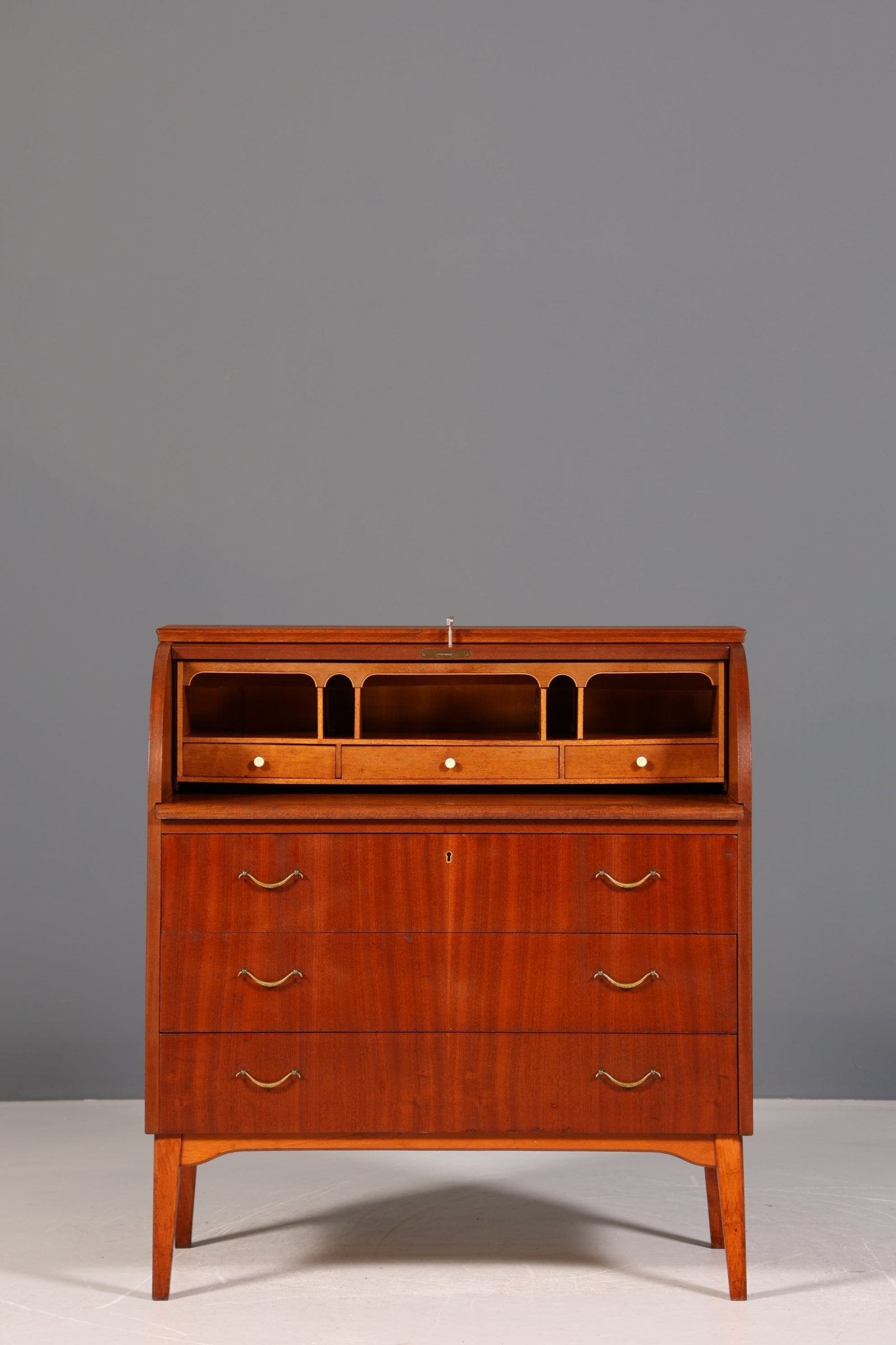 Mid Century Rollladen Sekretär von Bröderna Gustafssons Träindustri "Made in Sweden" Büro Schrank Schreibkommode 60s Schreibmöbel