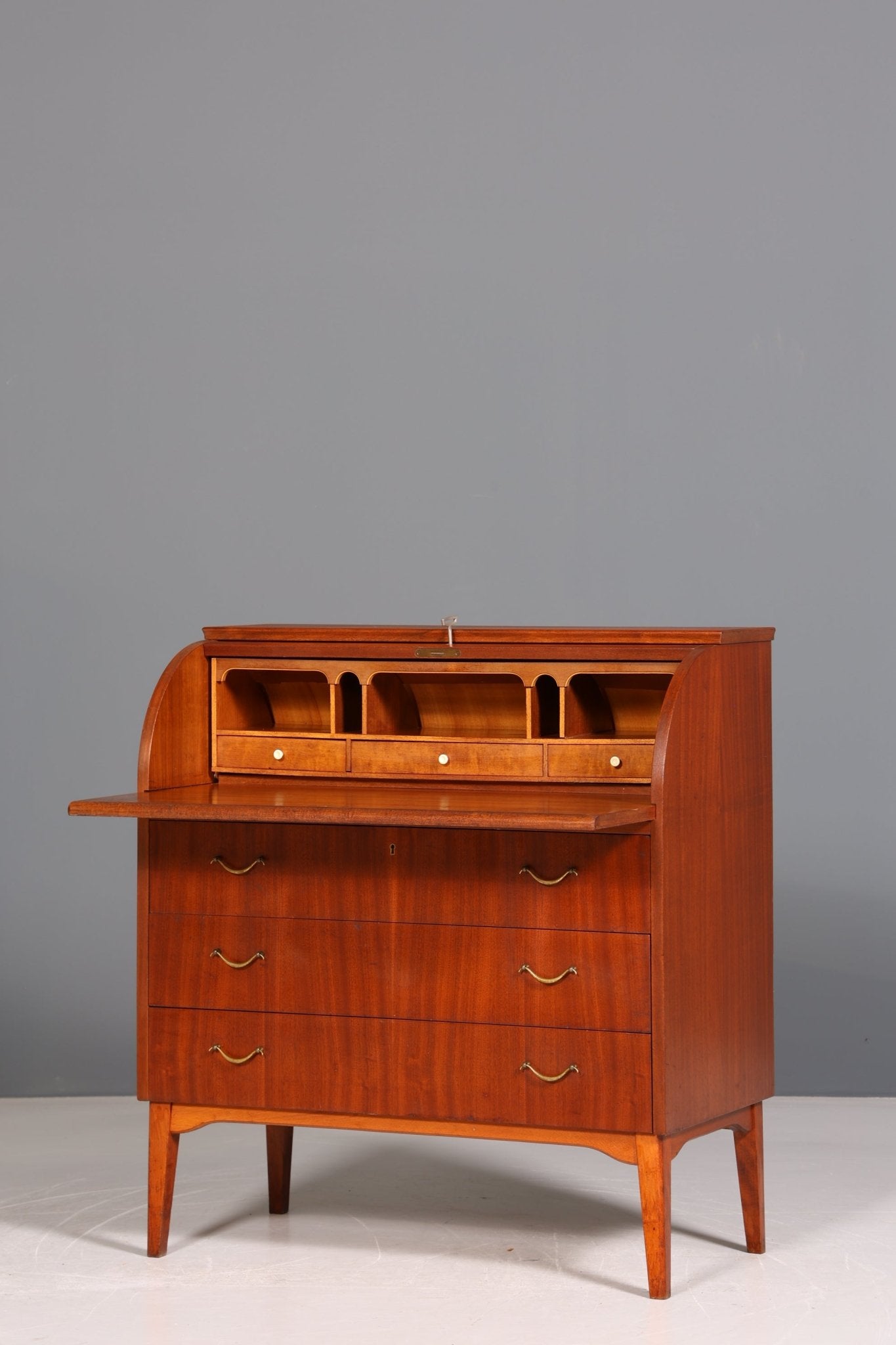 Mid Century Rollladen Sekretär von Bröderna Gustafssons Träindustri "Made in Sweden" Büro Schrank Schreibkommode 60s Schreibmöbel