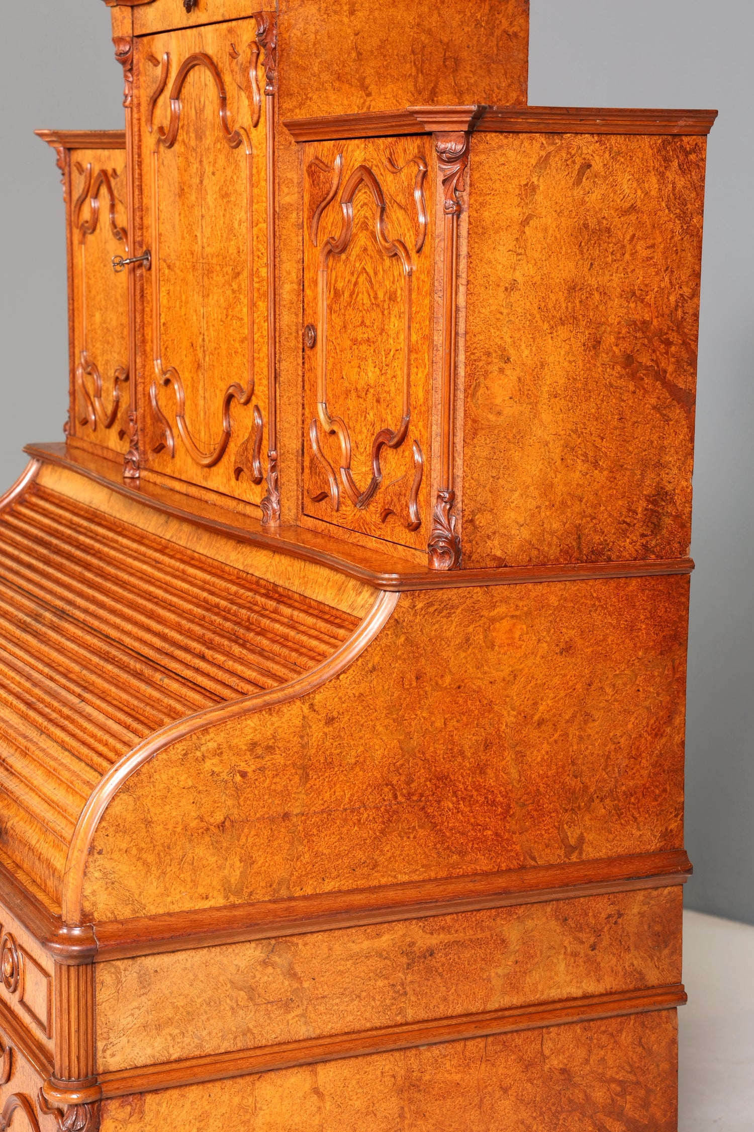 Beeindruckender Louis Philippe Sekretär Antik Rollladen Sekretär Schreibtisch Nussbaum Aufsatzsekretär