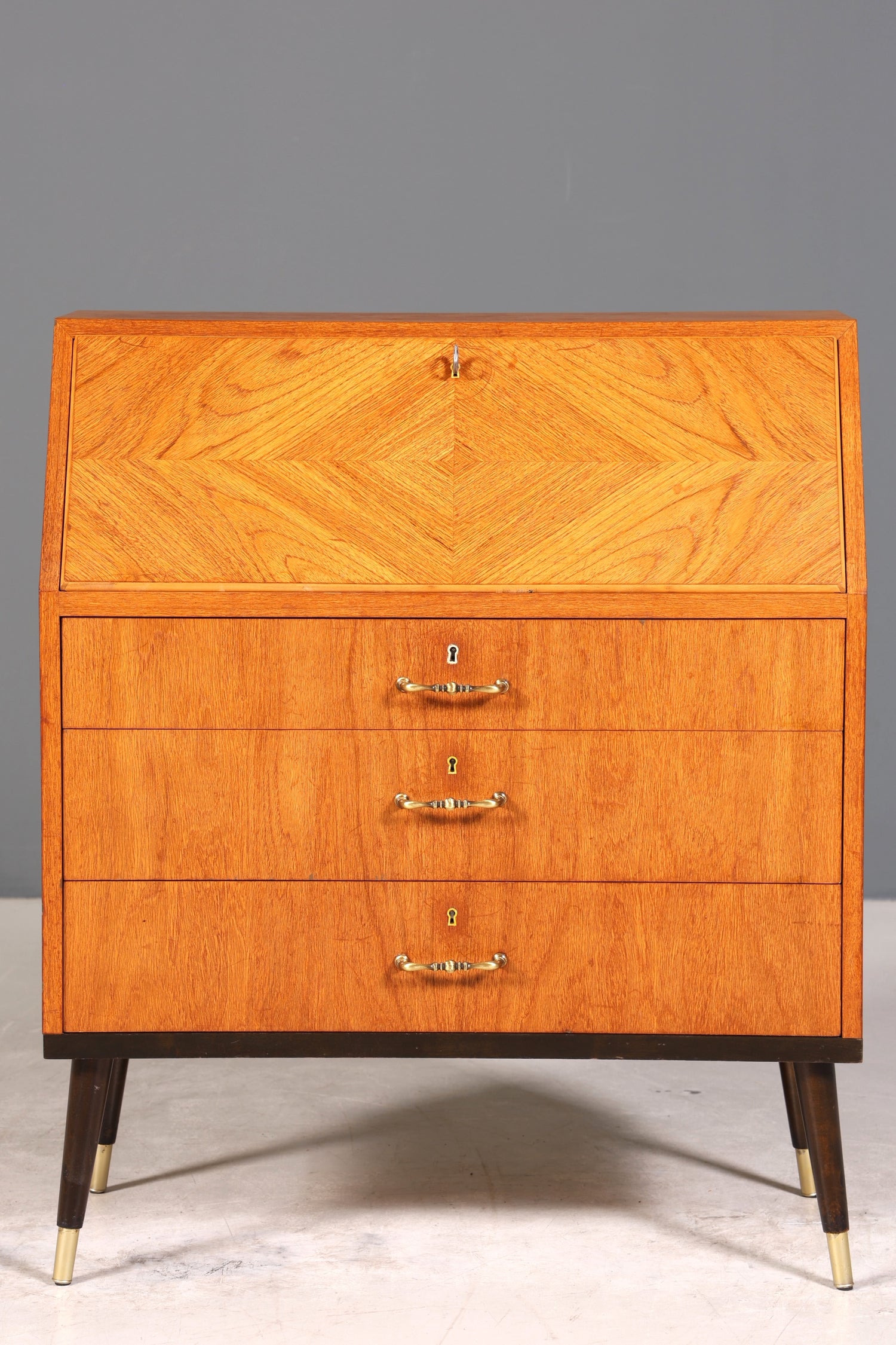 Stilvoller Mid Century Sekretär Vintage Schreibmöbel echt Holz Kommode Office Secretary