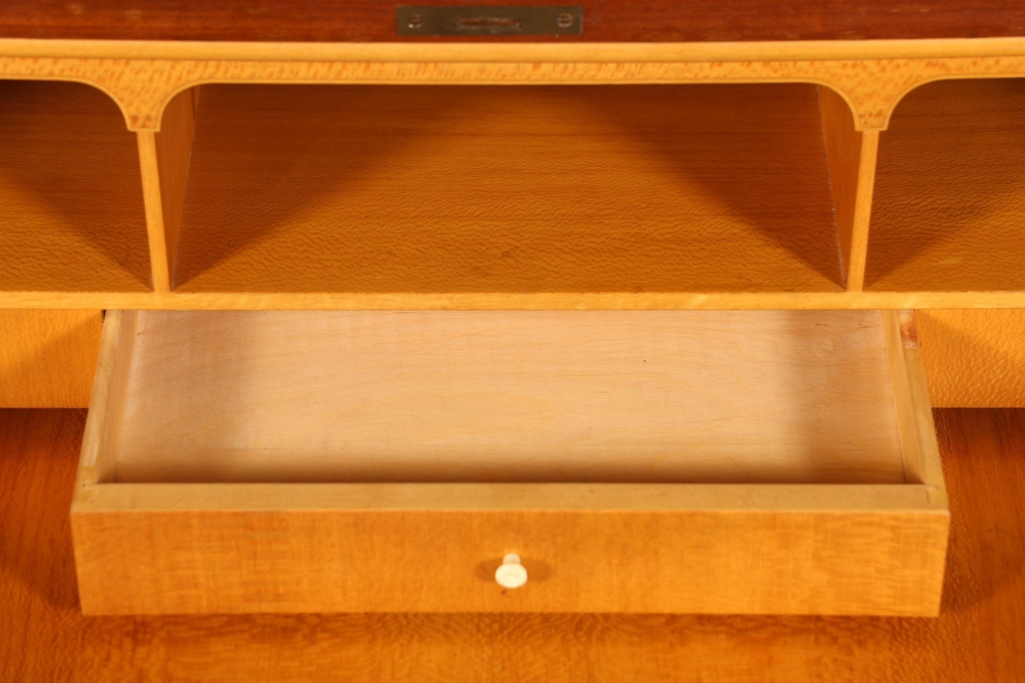 Schlichter Mid Century Rollladen Sekretär echt Holz Büro Schrank Vintage Schreibkommode