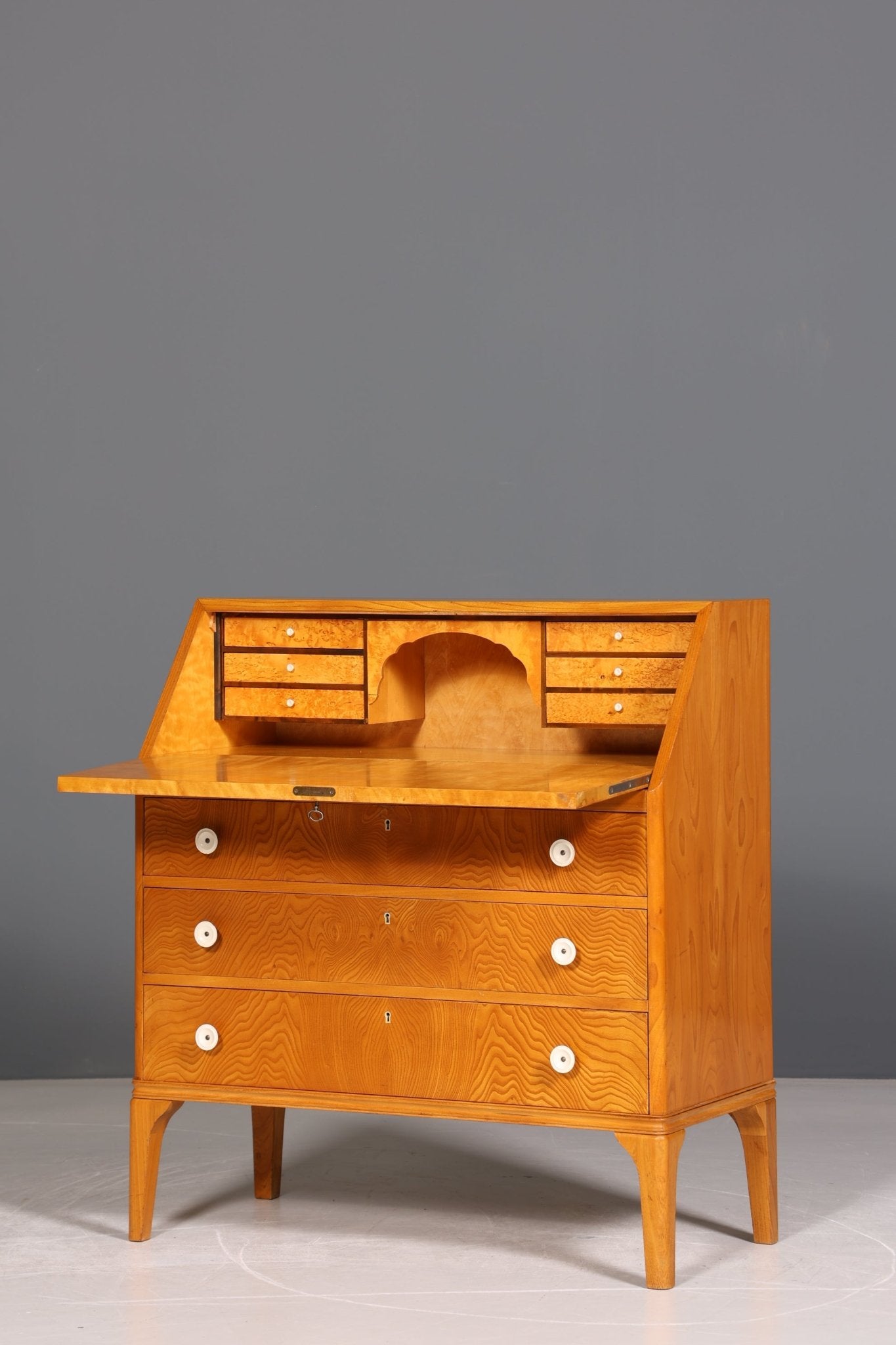 Schlichter Mid Century Sekretär Büro Schrank Schreibkommode 60s Schreibtisch Office