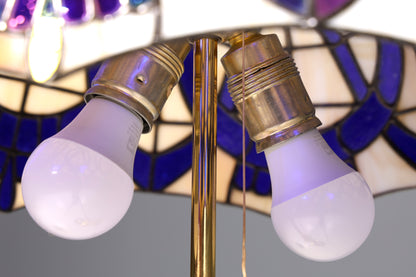 Traumhafte Antike Tiffany Lampe Glaslampenschirm Messingfuß Stehlampe Leselampe