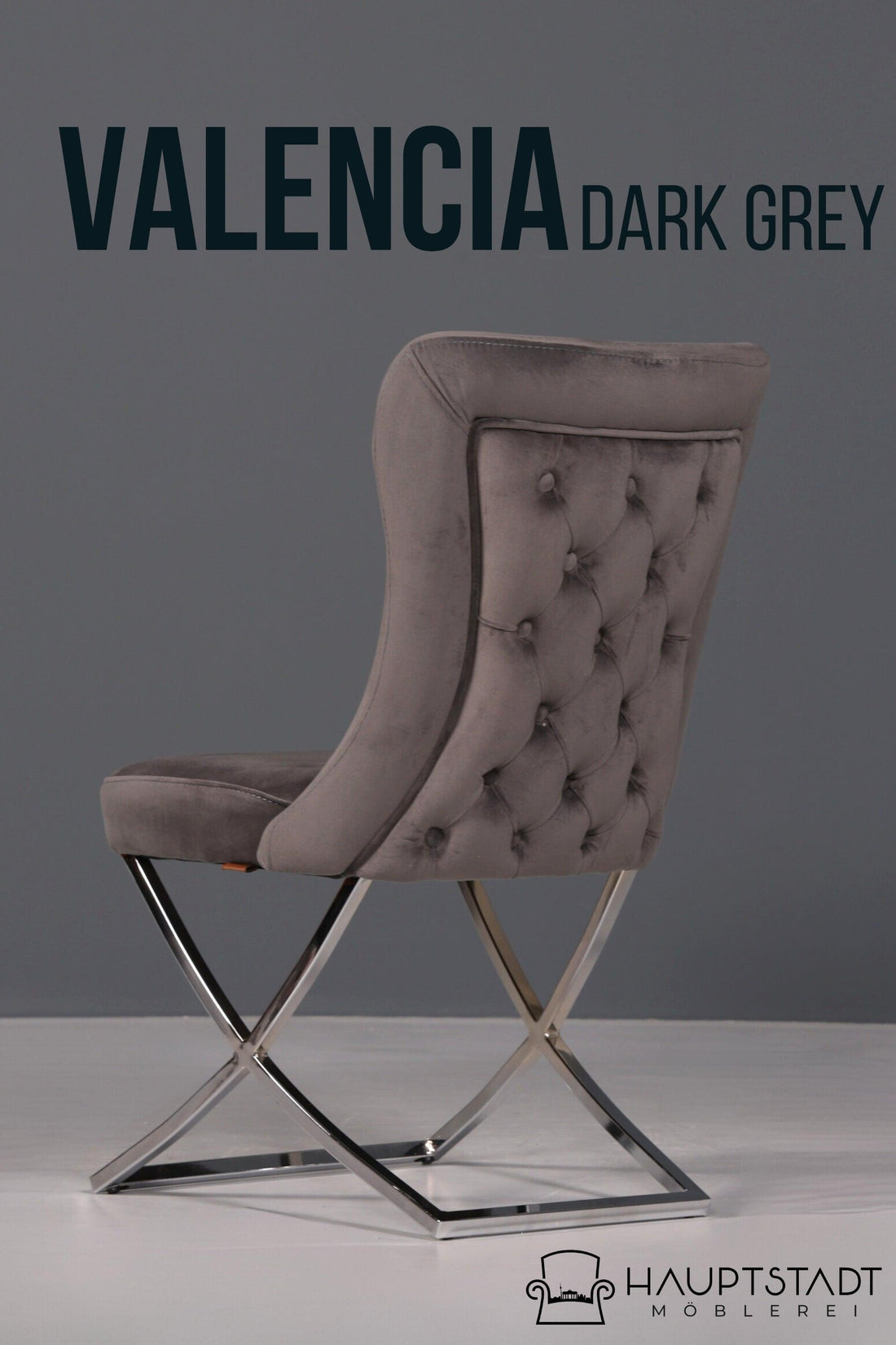 Edler Chesterfield Stil Samtstuhl &quot;Valencia&quot; in Grau