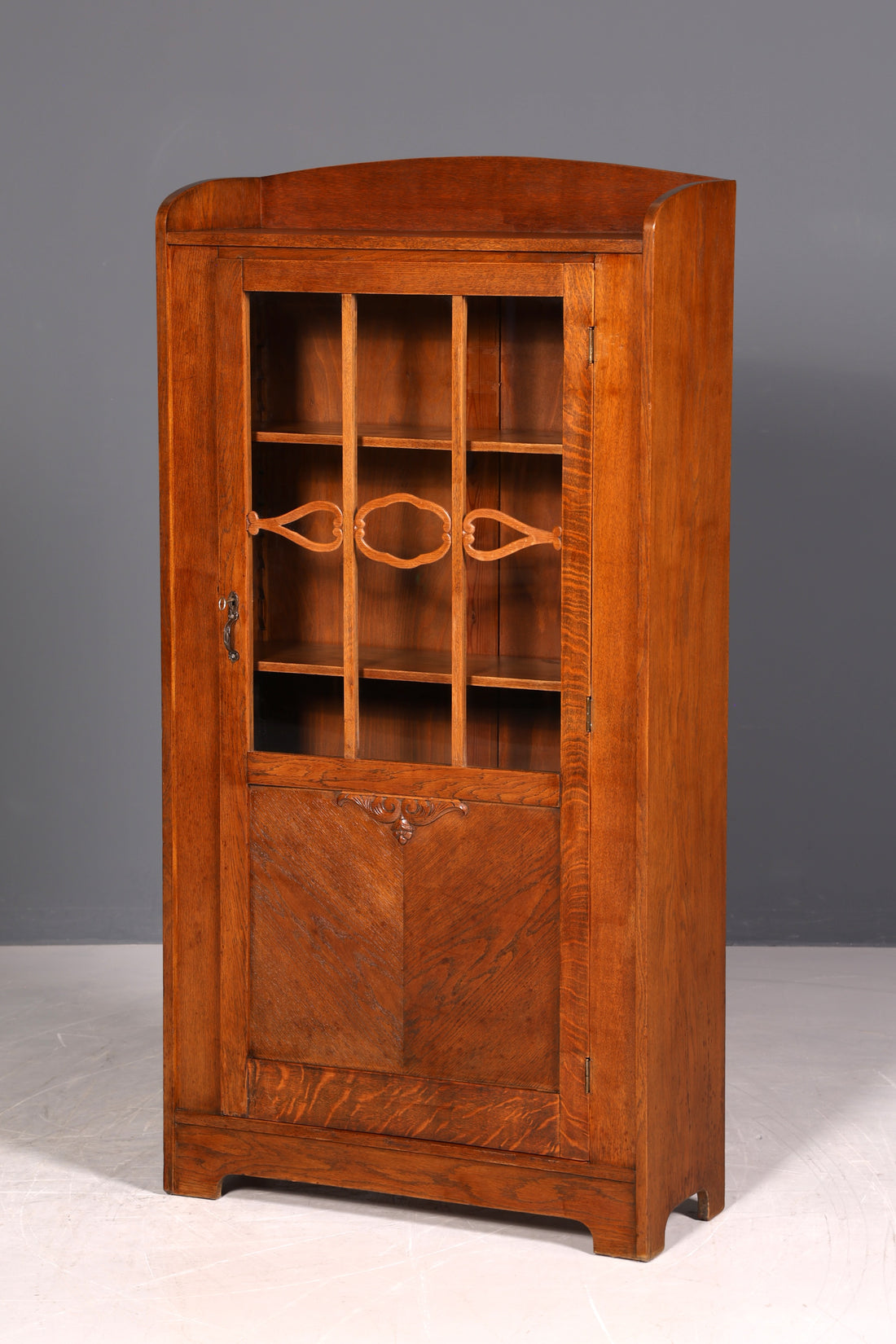 Stilvolle Jugendstil Vitrine Antike Holz Bücherschrank Eiche Antik Schrank Geschirrschrank