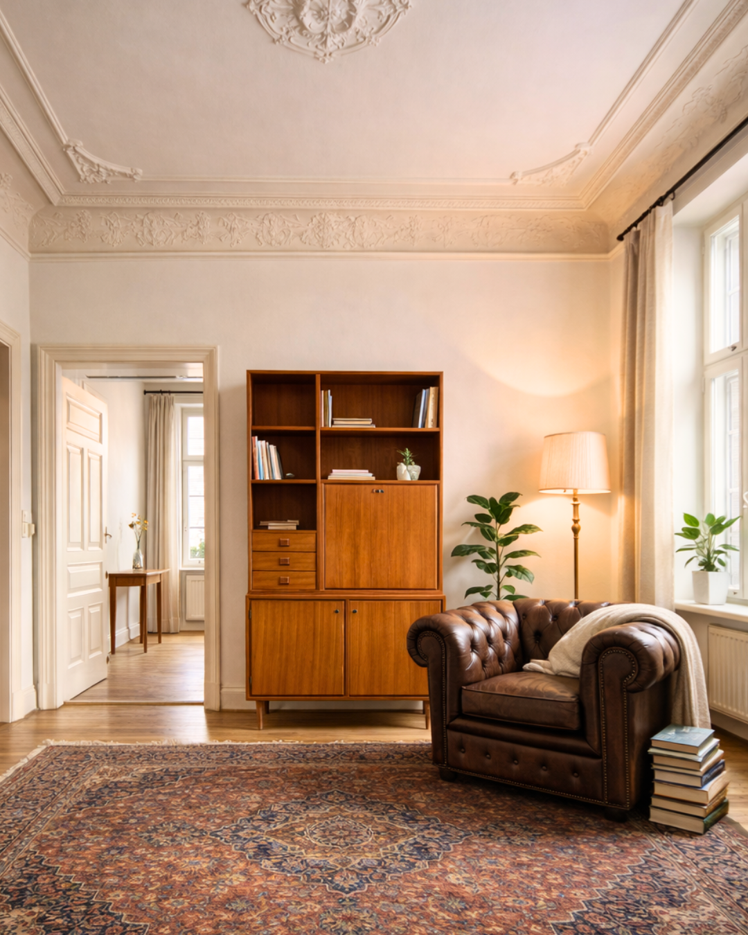 Traumhaftes Mid Century Regal Teak Holz Schrank Sekretär Danish Design Retro Kommode Vintage Bücherregal Barschrank 60er Jahre