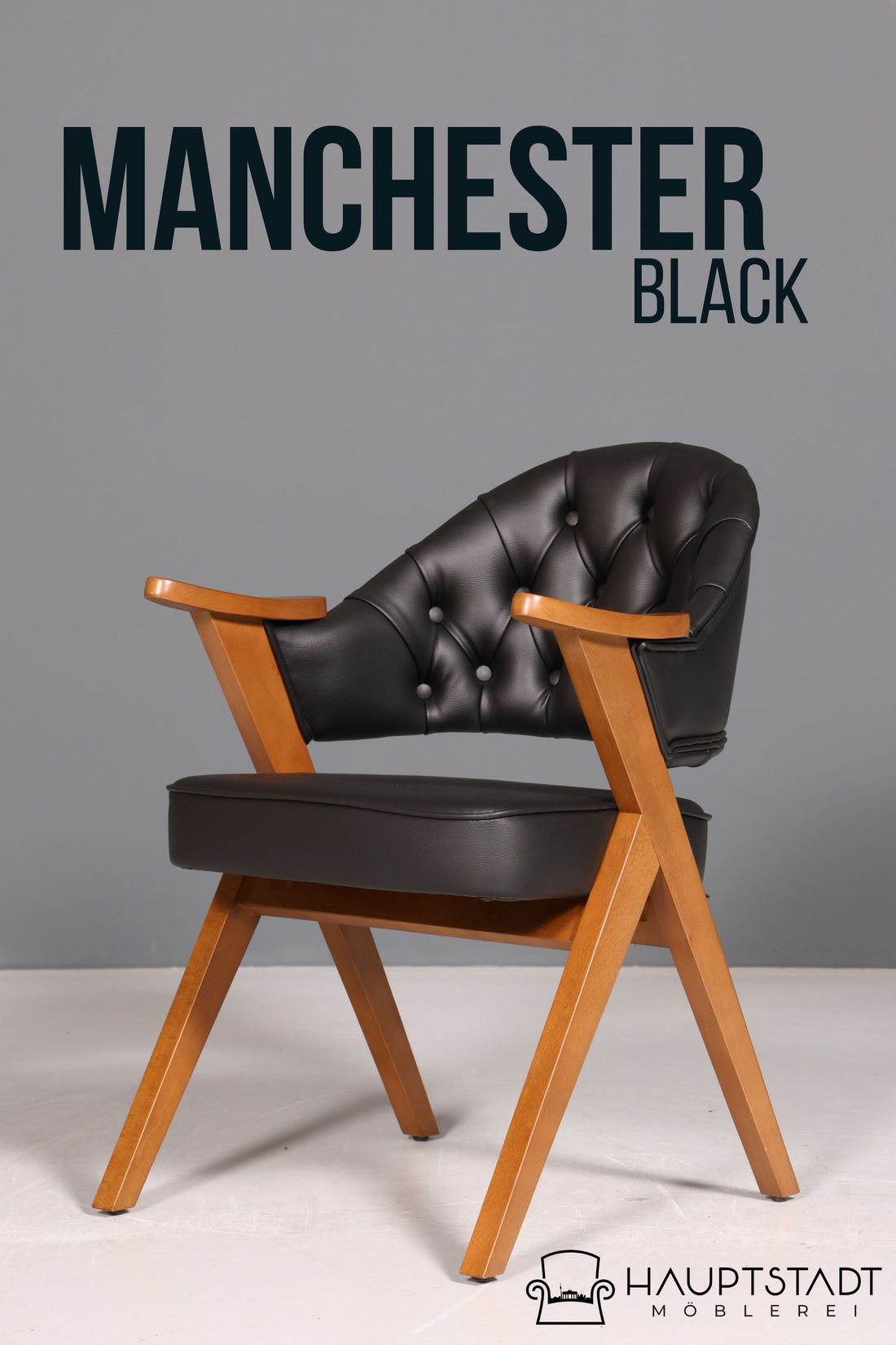 Luxuriöser "Manchester Black" Stuhl Chesterfield Stil  Bürostuhl Esszimmerstuhl Lounge Stuhl