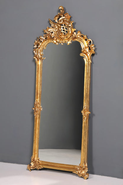 Traumhafter Prunk Barock Stil Standspiegel Gold Antik Stil Ornament Flurspiegel Spiegel
