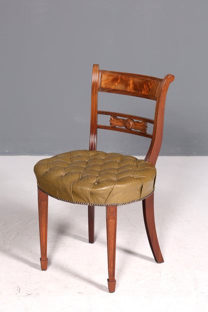 Wunderschöner Chesterfield Stuhl Anno Dom Sekretär Stuhl Englisch echt Leder Küchenstuhl 4 von 4